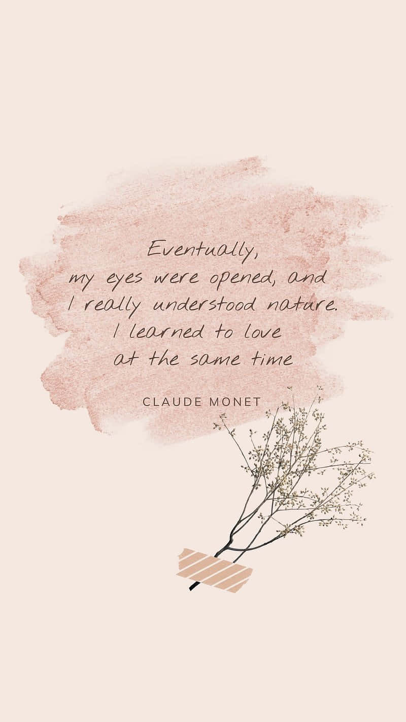 Claude Monet, soft pink watercolor splash, handwritten quote, HD Phone Wallpaper