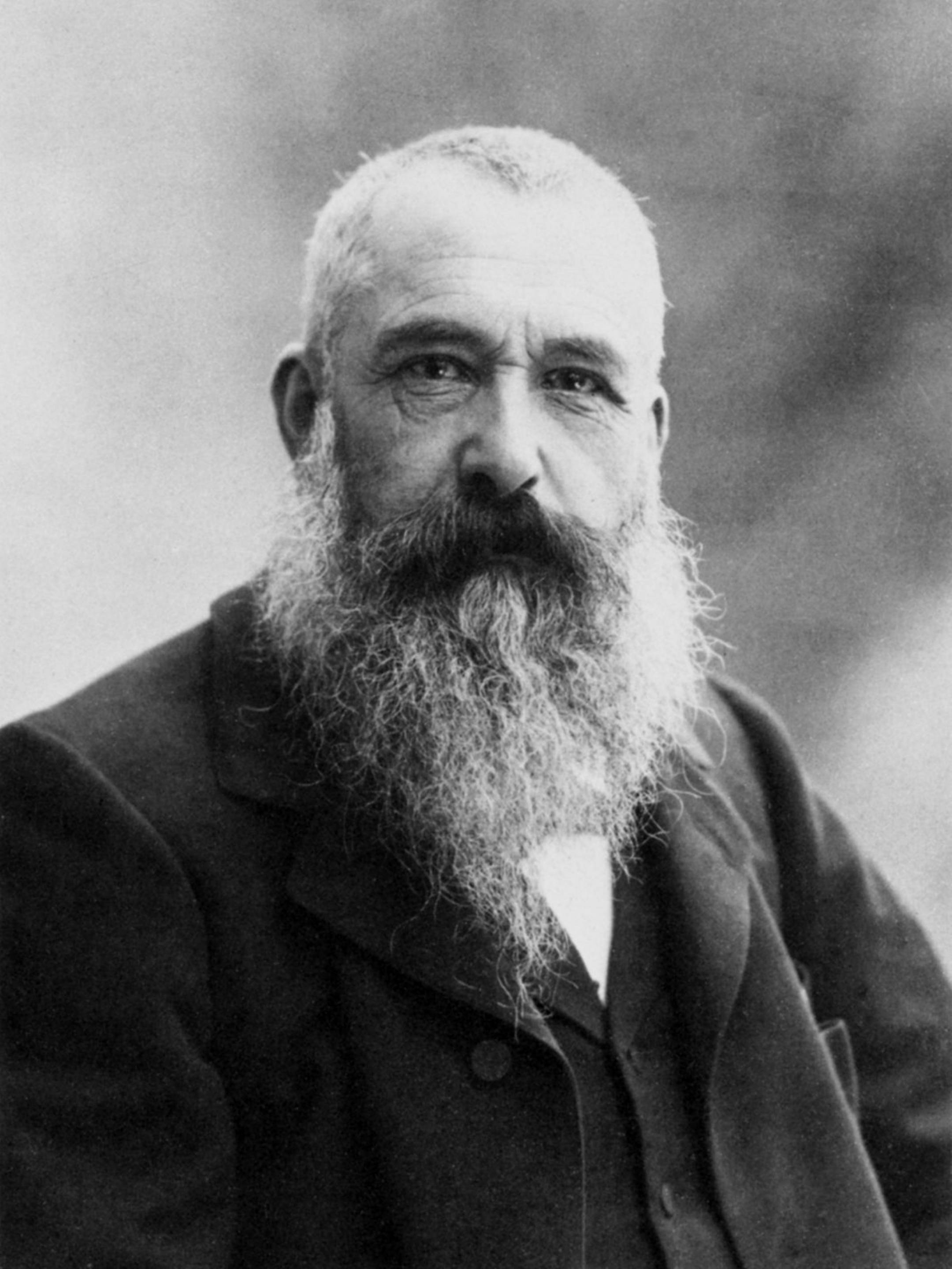 Claude Monet, bearded man, dark suit, 2K Phone Wallpaper