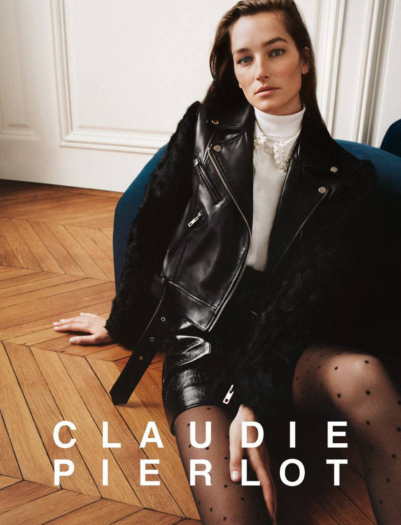 Claudie Pierlot, leather jacket, fur trim, SD Phone Wallpaper