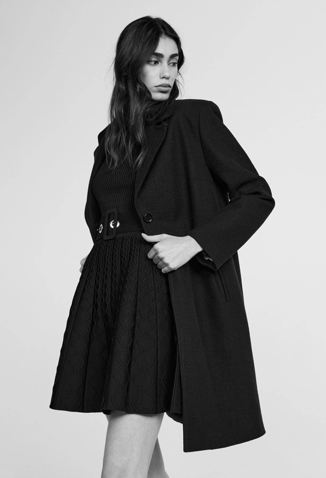 Claudie Pierlot, black dress, black coat, HD Phone Wallpaper
