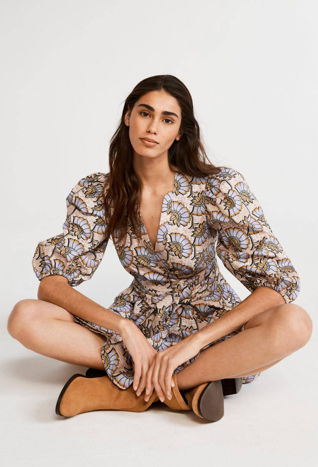 Claudie Pierlot, wrap dress, puffed sleeves, HD Phone Wallpaper