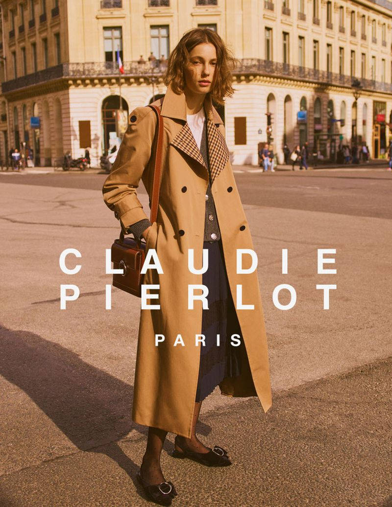 Claudie Pierlot, brown trench coat, tan trench coat, SD Phone Wallpaper