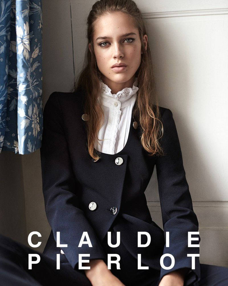 Claudie Pierlot, U neckline blazer, navy blazer, SD Phone Wallpaper