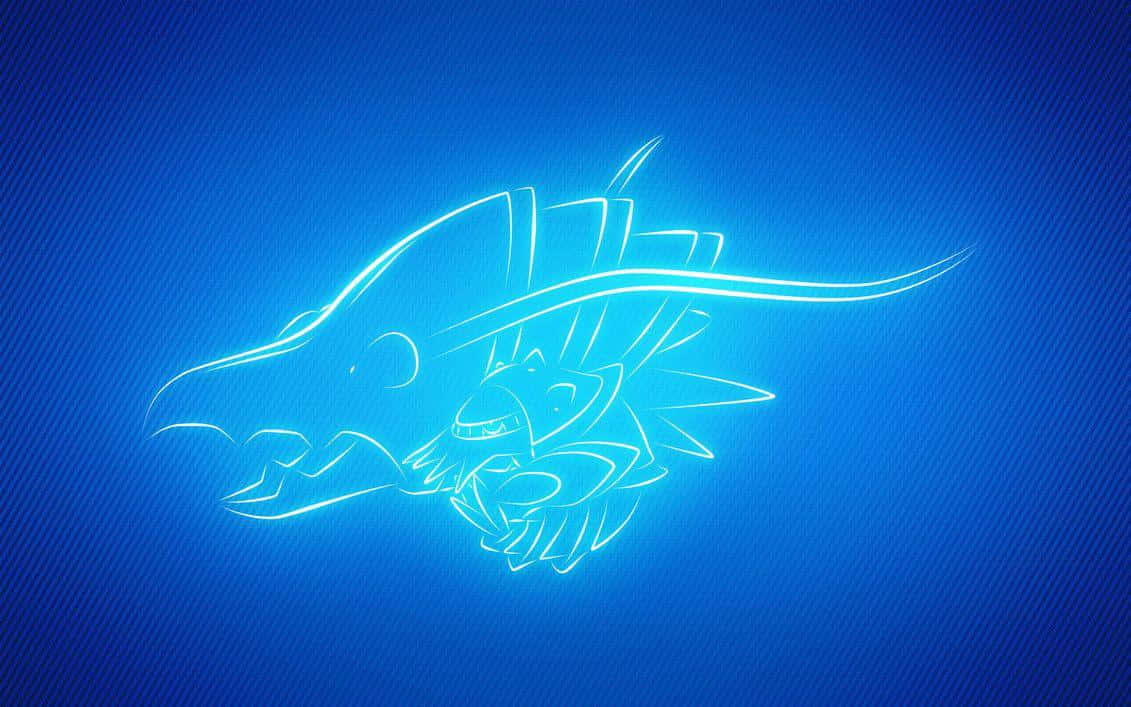 Clawitzer, neon silhouette, glowing white line art, SD Desktop Wallpaper