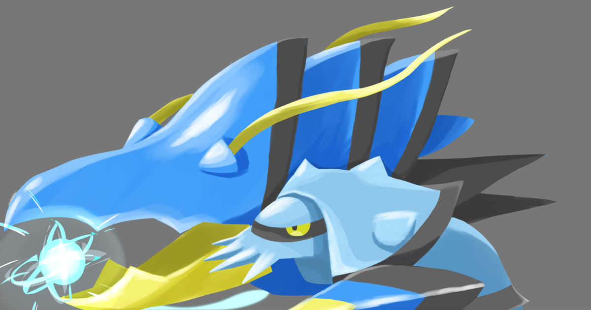 Clawitzer, blue dragon, yellow accents, SD Desktop Wallpaper