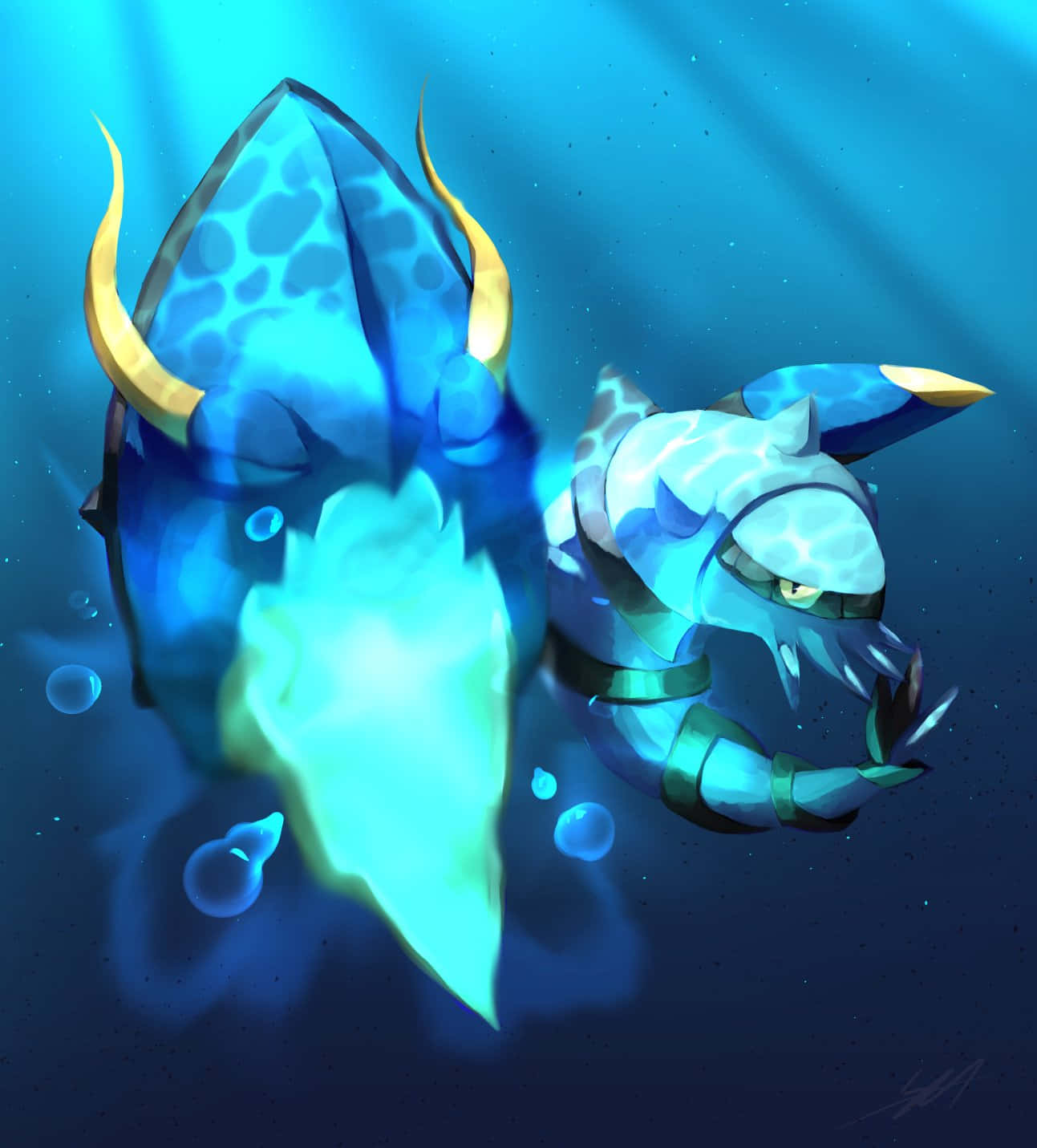 Clawitzer, hyper beam, glowing blue, HD Phone Wallpaper