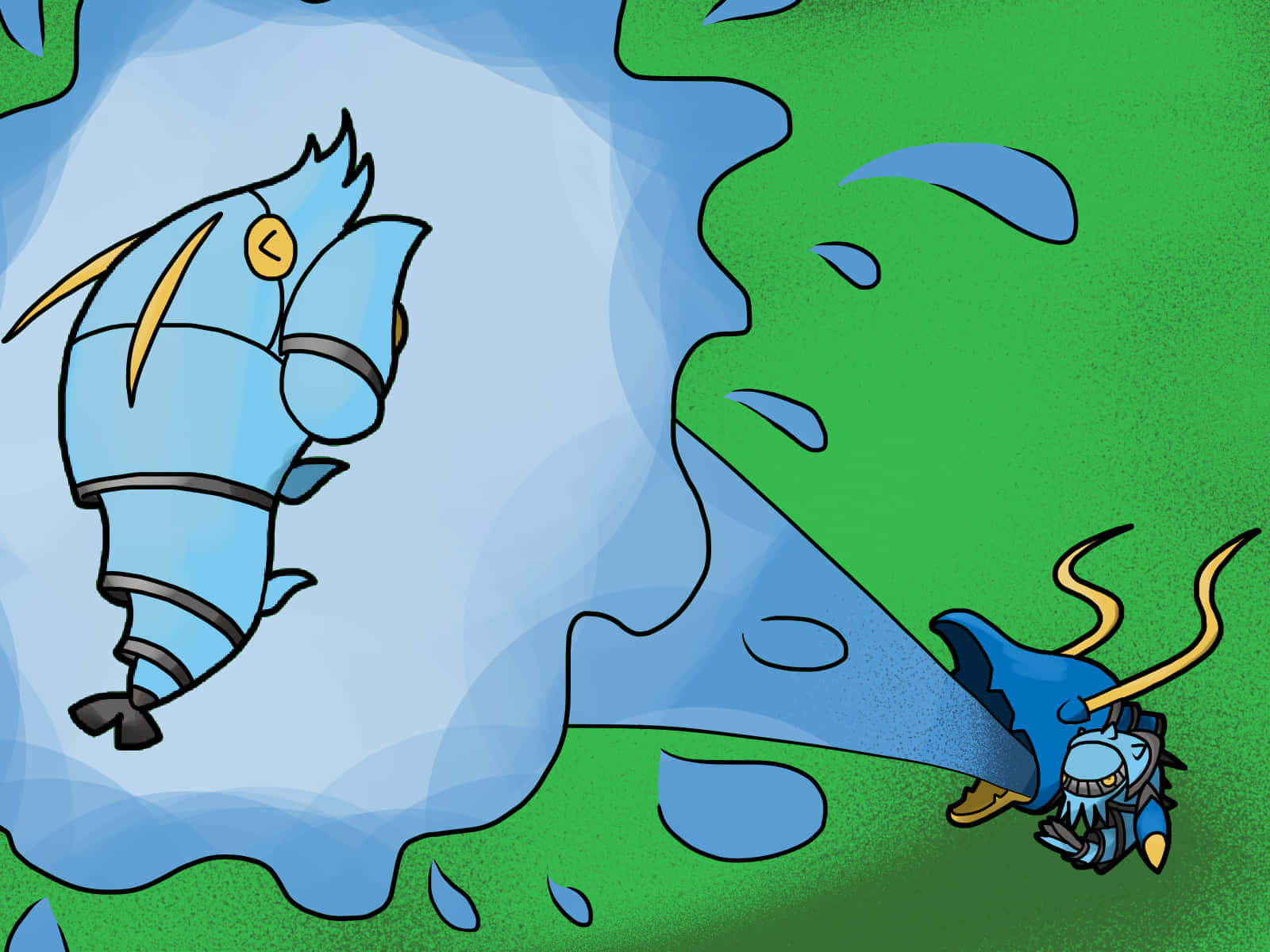 Clawitzer, water gun, blue, HD Desktop Wallpaper