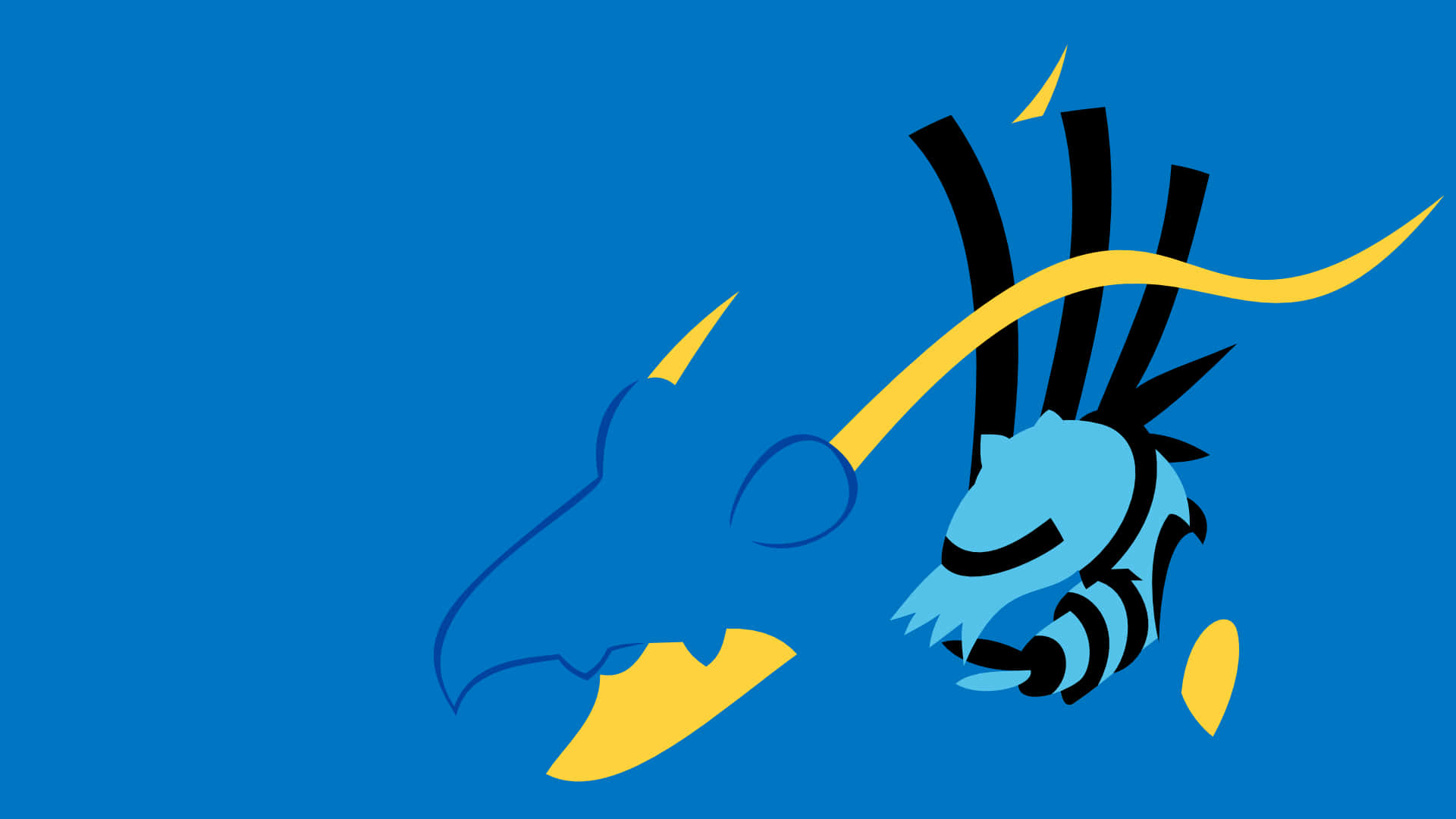Clawitzer, blue and yellow dragon, spiky mane, Full HD Desktop Wallpaper