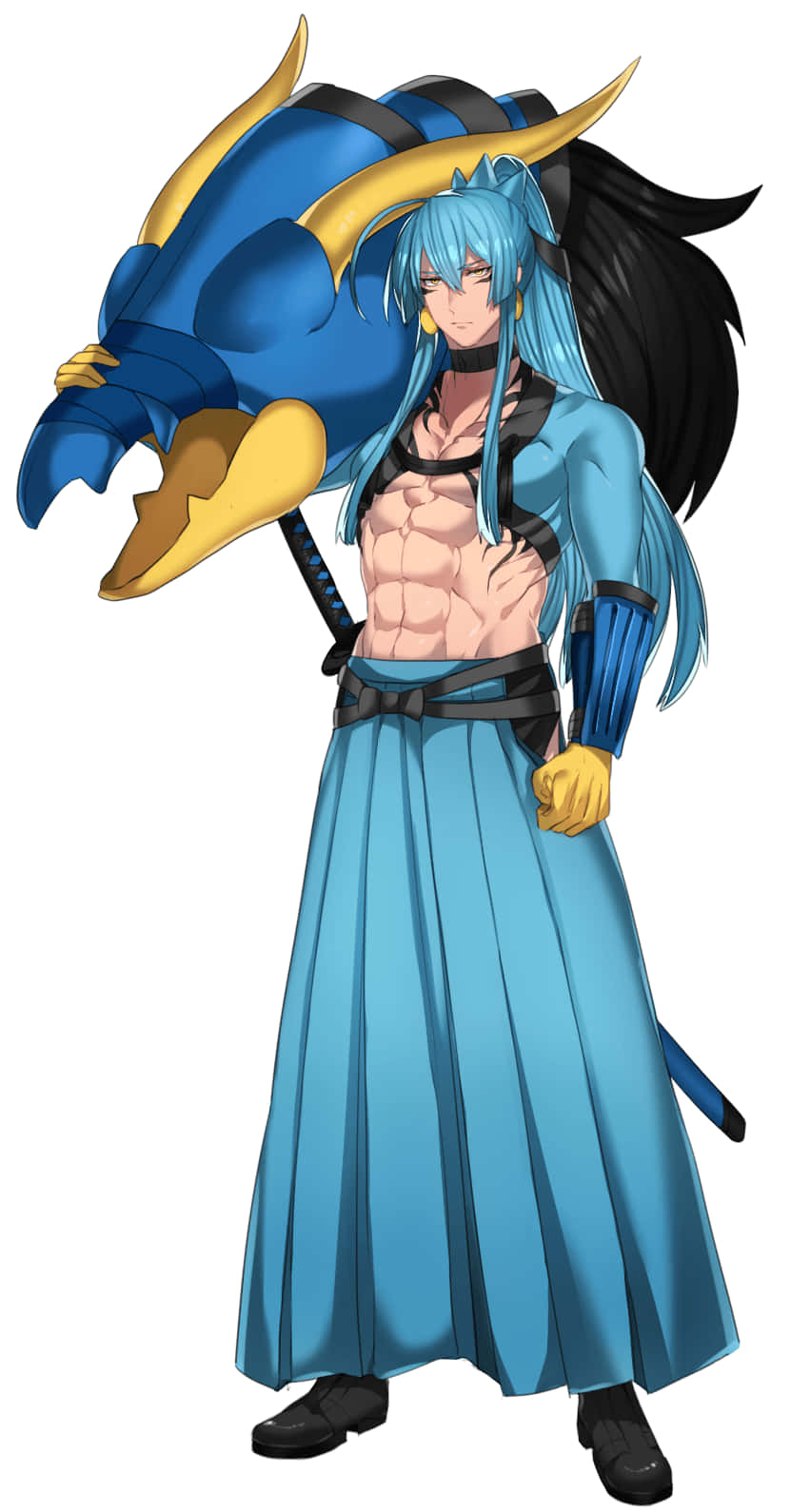 Clawitzer, gajinka, blue-haired anime warrior, HD Phone Wallpaper