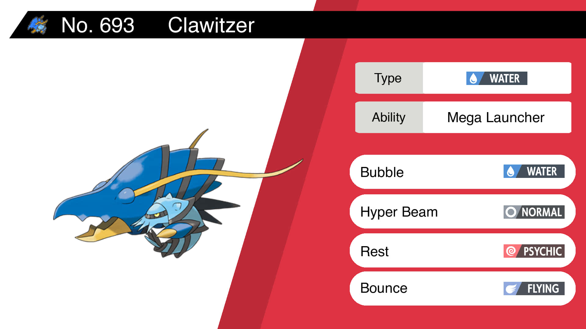 Clawitzer, water type pokemon, game card, Full HD Desktop Wallpaper