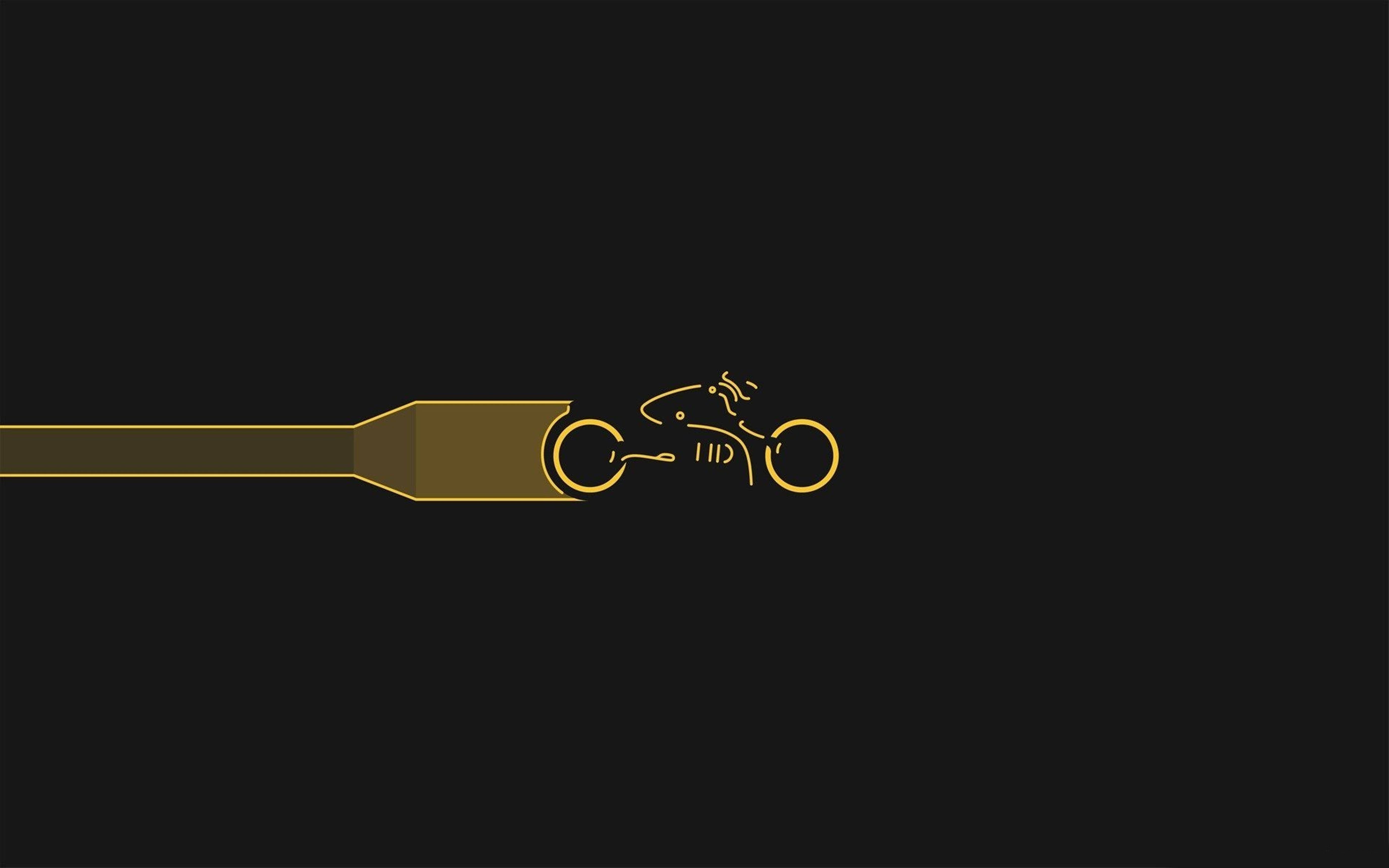 futuristic neon yellow motorcycle, clean 4k, minimalist golden motorcycle icon, 5K Desktop Wallpaper