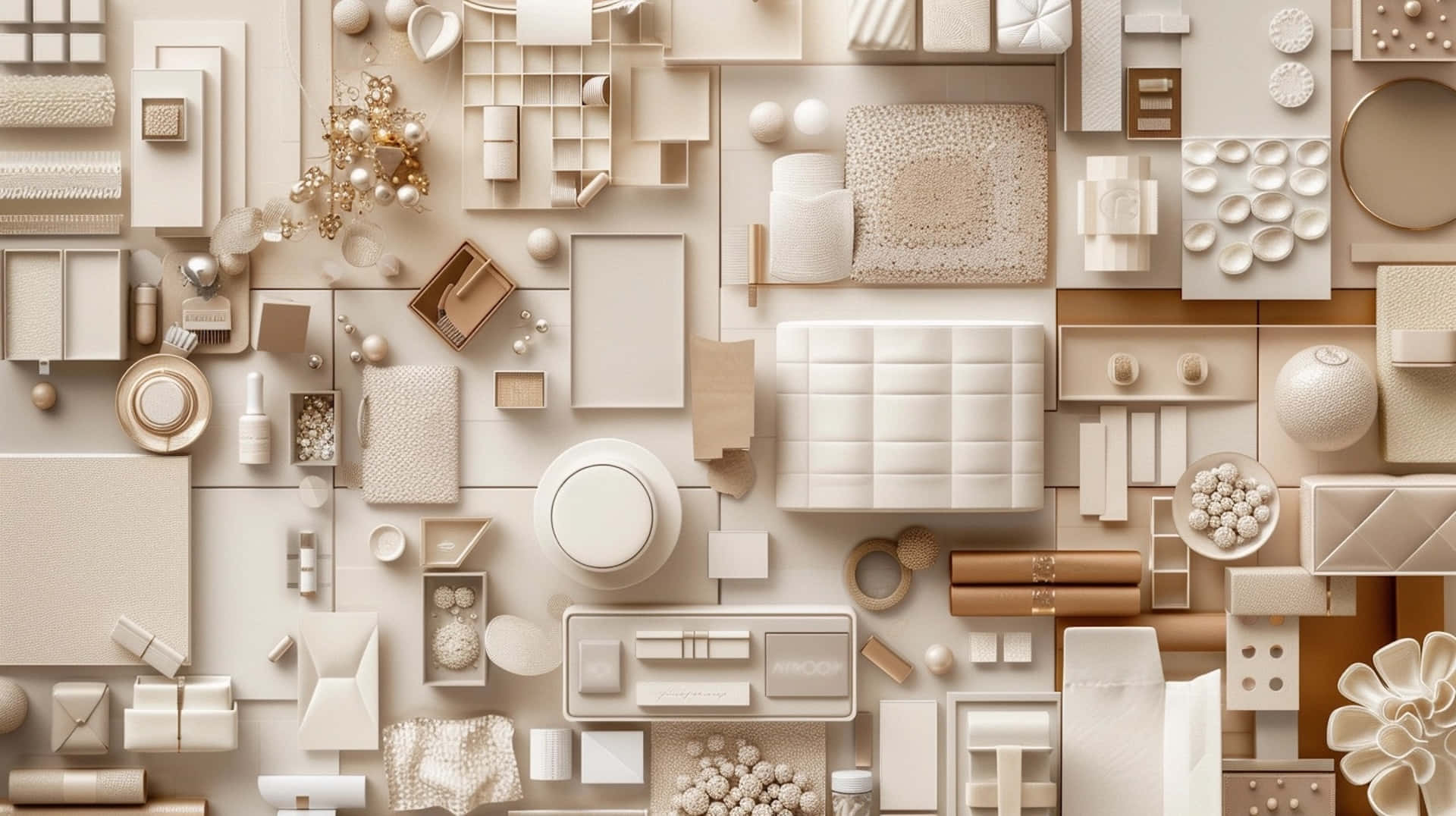 Clean Girl Aesthetic, neutral tones, flatlay, Full HD Desktop Wallpaper