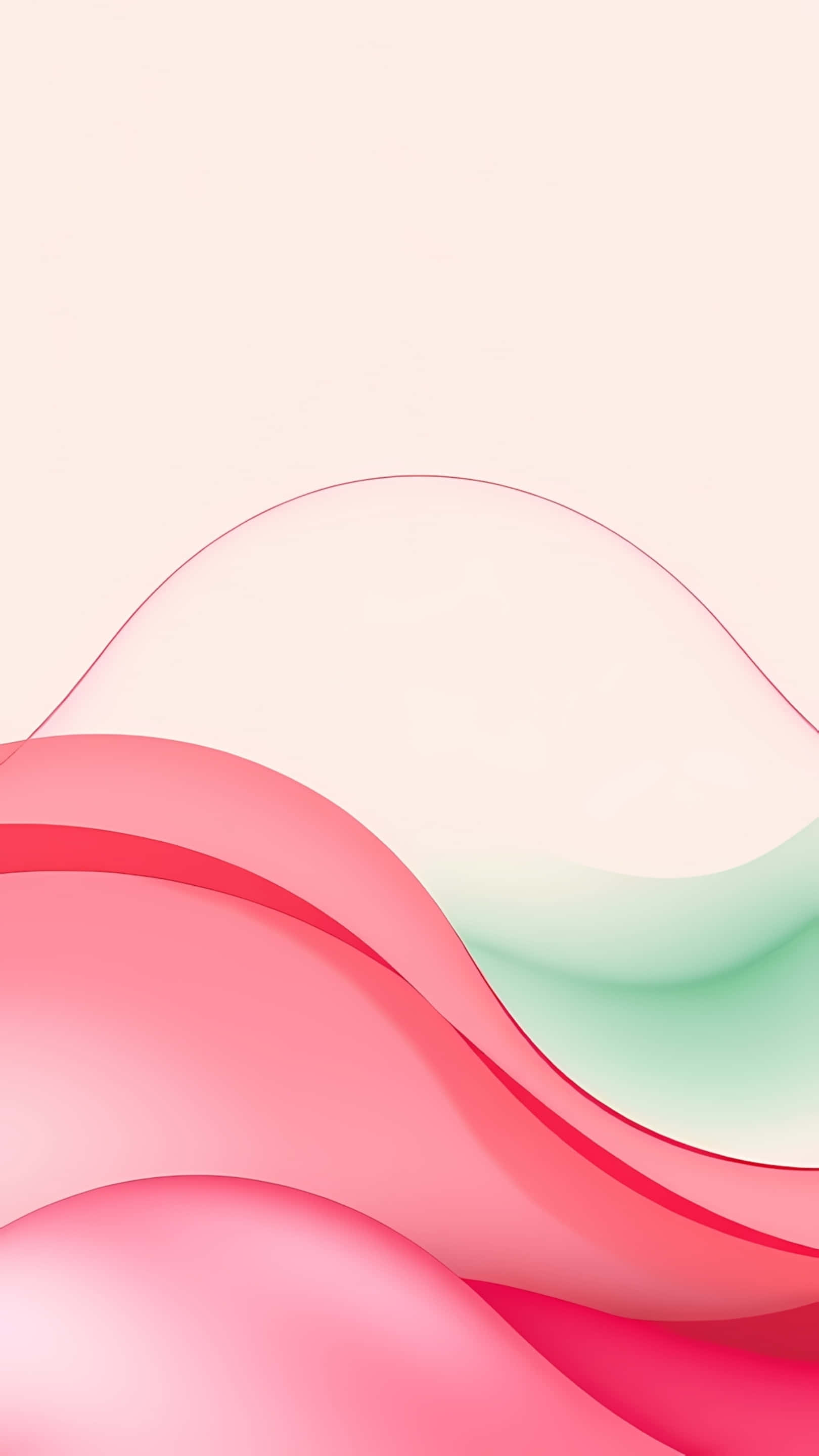 soft pastel gradient waves, pink and mint green, pale beige background, 2K Phone Wallpaper