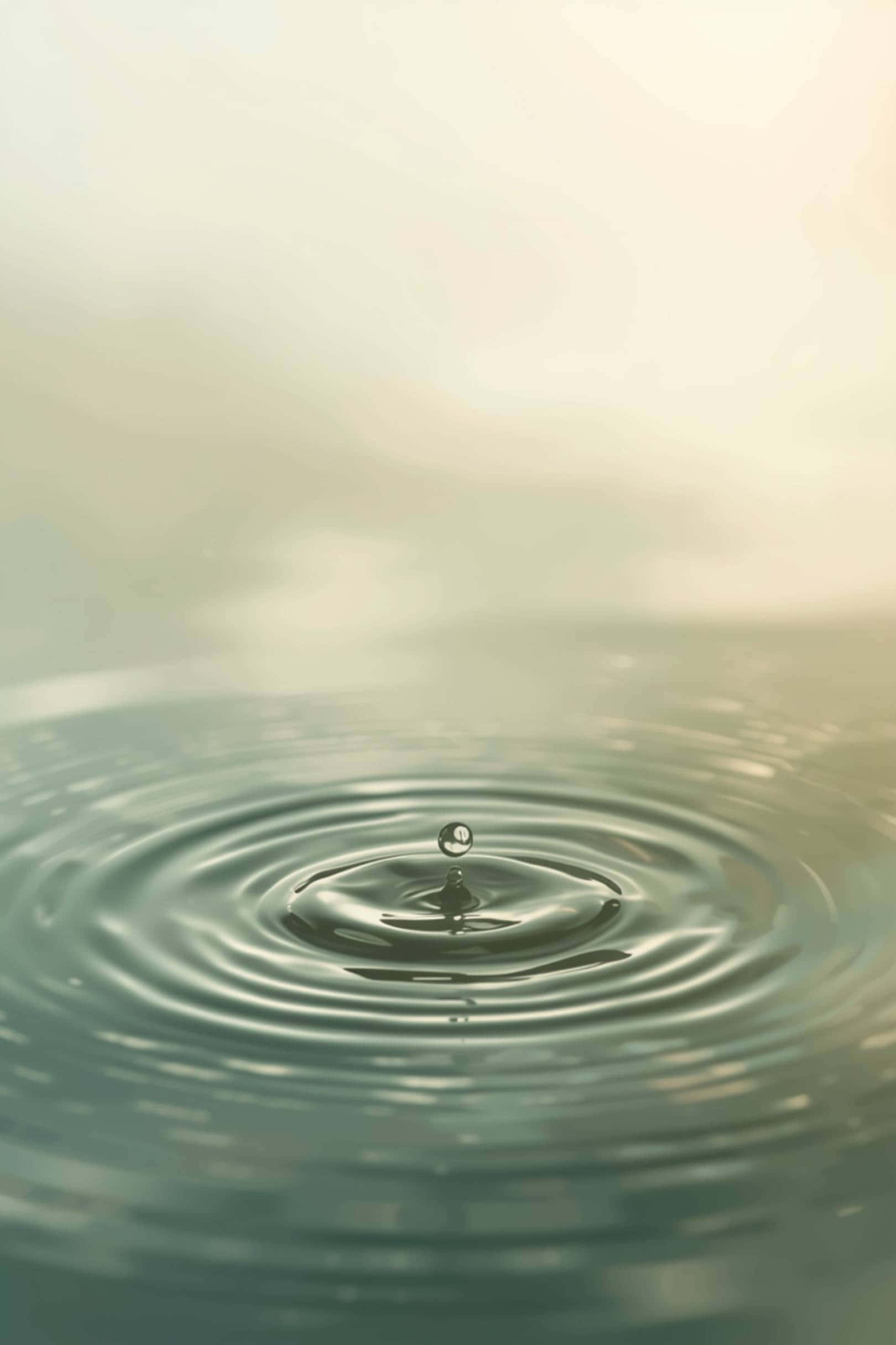 water droplet, calm surface, concentric ripples, Full HD Phone Wallpaper