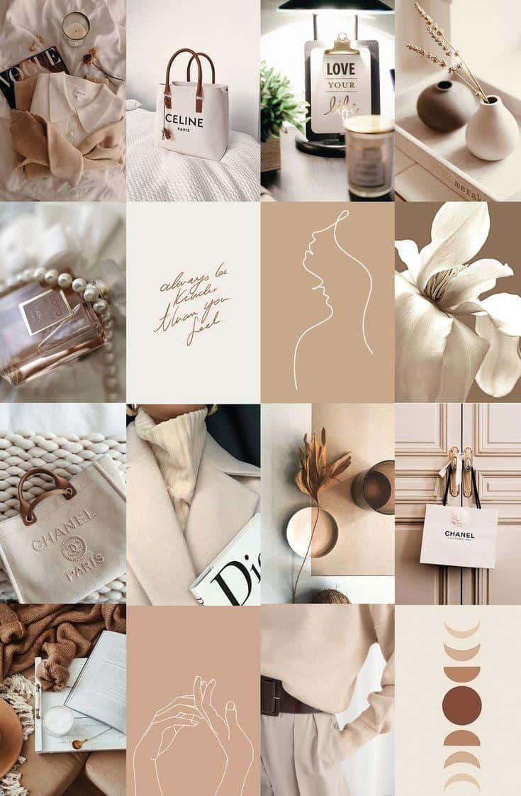 clean girl aesthetic, soft beige, cream-toned, SD Phone Wallpaper