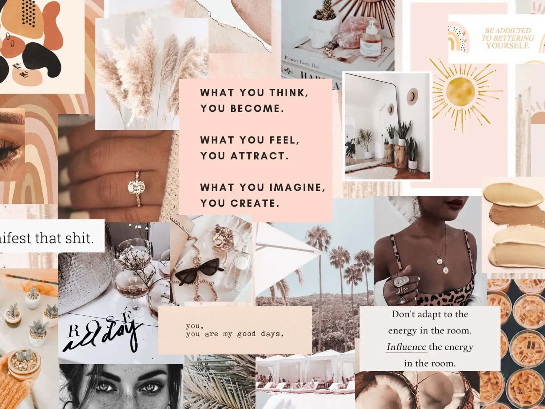 Clean Aesthetic, vibrant pink, beige, HD Desktop Wallpaper