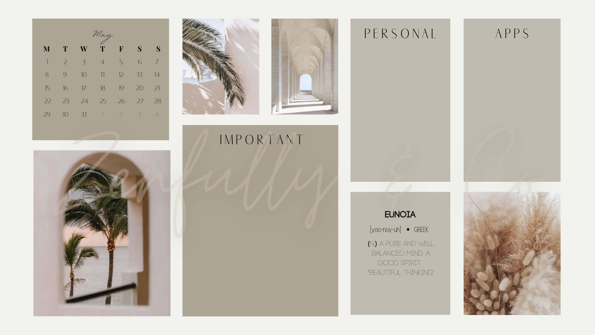 Clean Aesthetic, calendar layout, July, Full HD Desktop Wallpaper