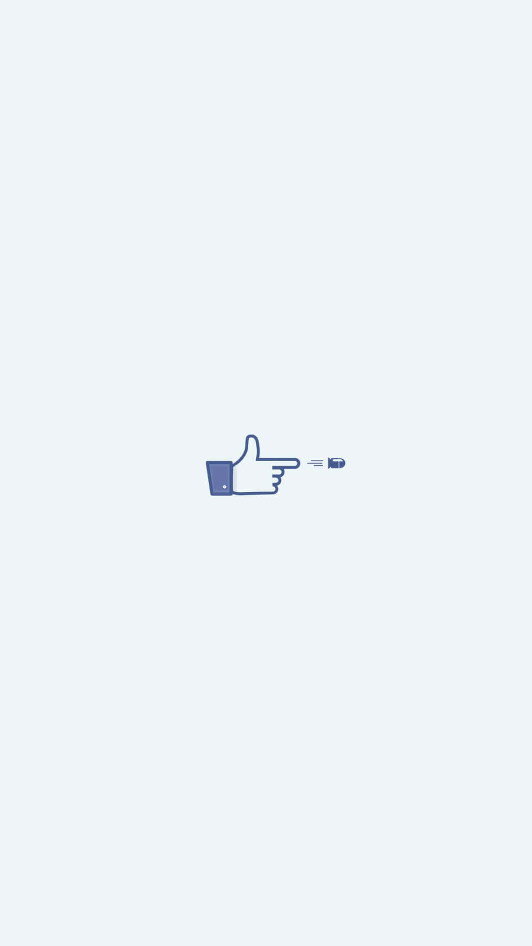 minimalist pointing hand graphic, blue thumbs-up hand icon, small bullet projectile, Full HD Phone Wallpaper