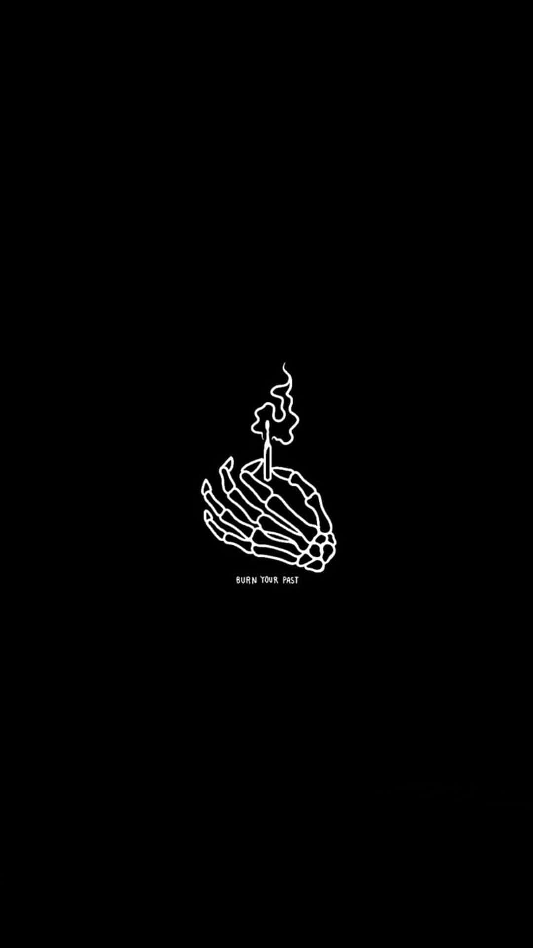 minimalist, white line drawing, skeletal hand, Full HD Phone Wallpaper
