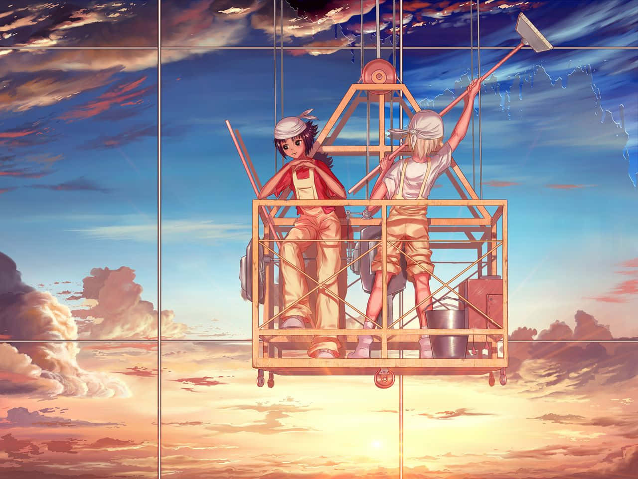 clean anime, 1280 x 960, suspended scaffold, HD Desktop Wallpaper
