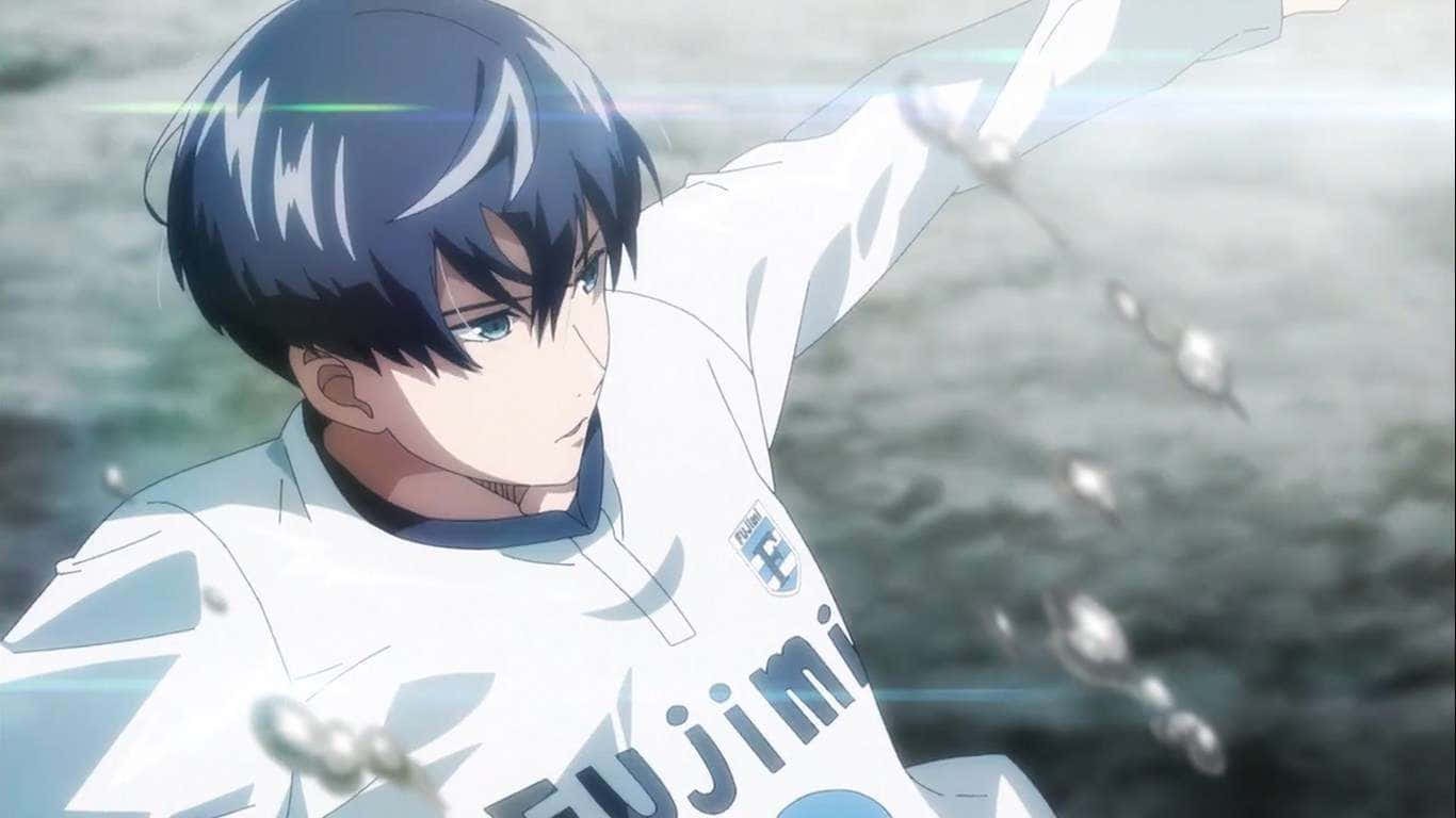 Anime soccer player, white jersey, water droplets, HD Desktop Wallpaper