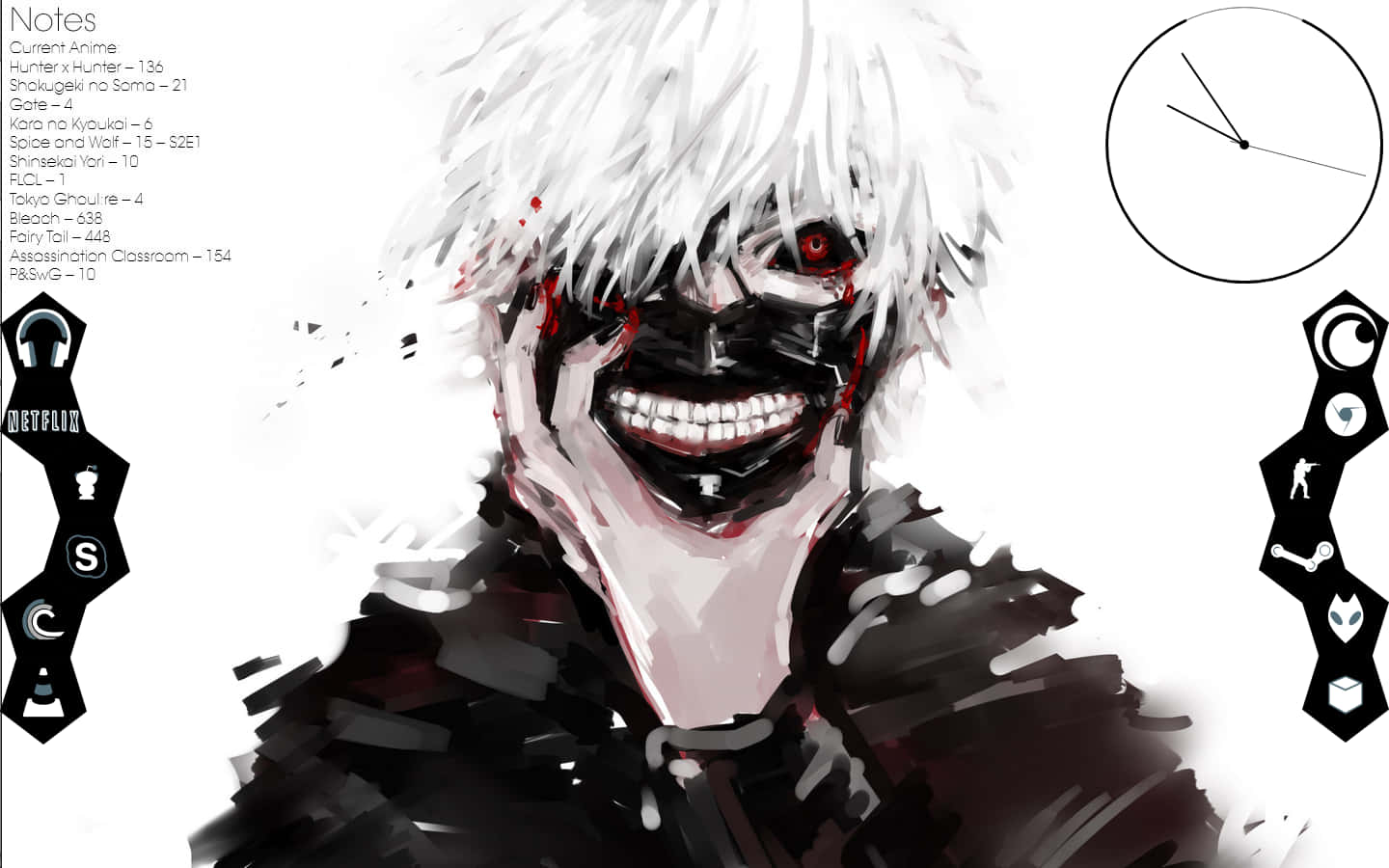 white hair, black mask, stark white background, HD Desktop Wallpaper