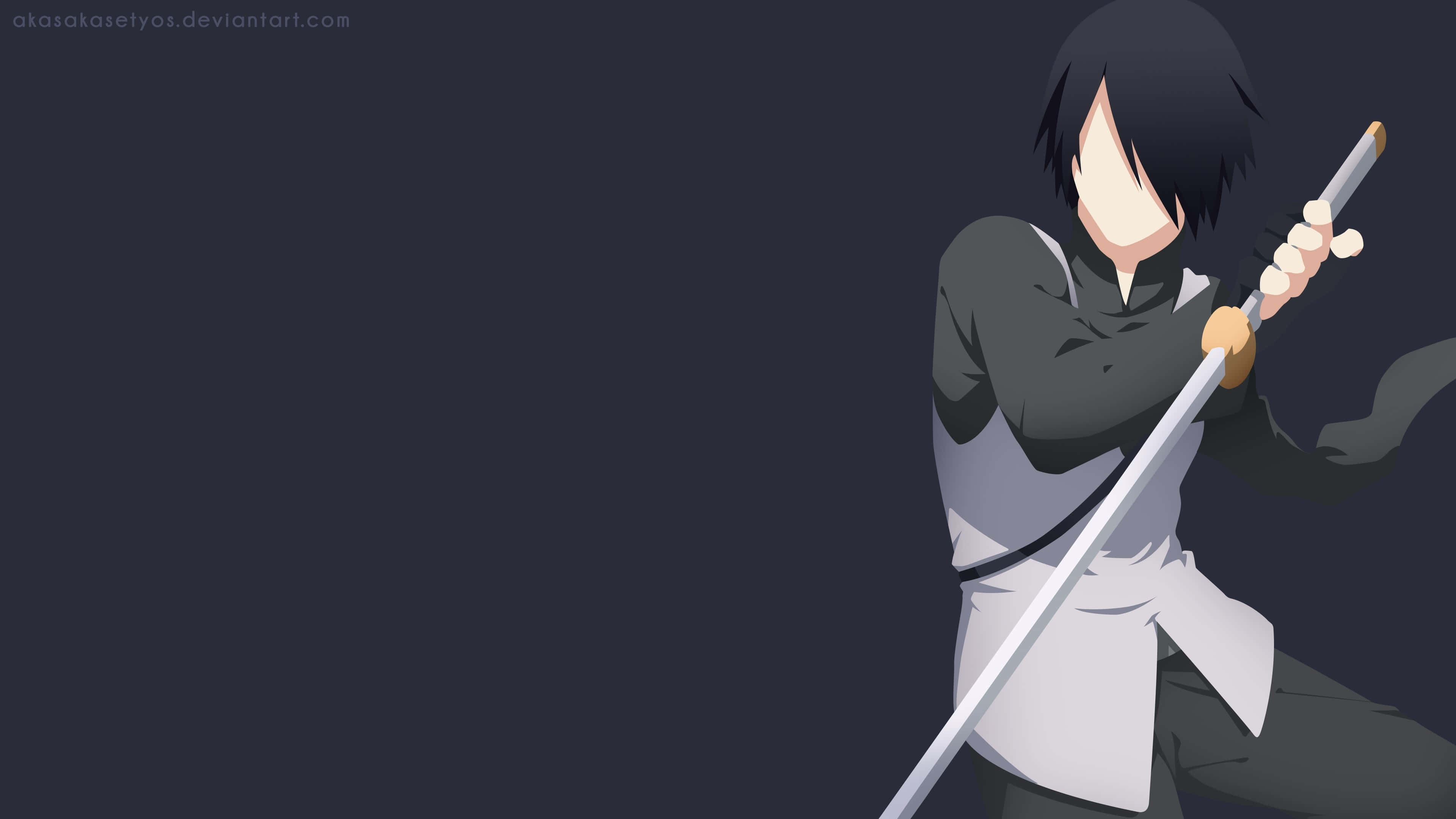 clean anime, anime swordsman, dark attire, 4K Desktop Wallpaper