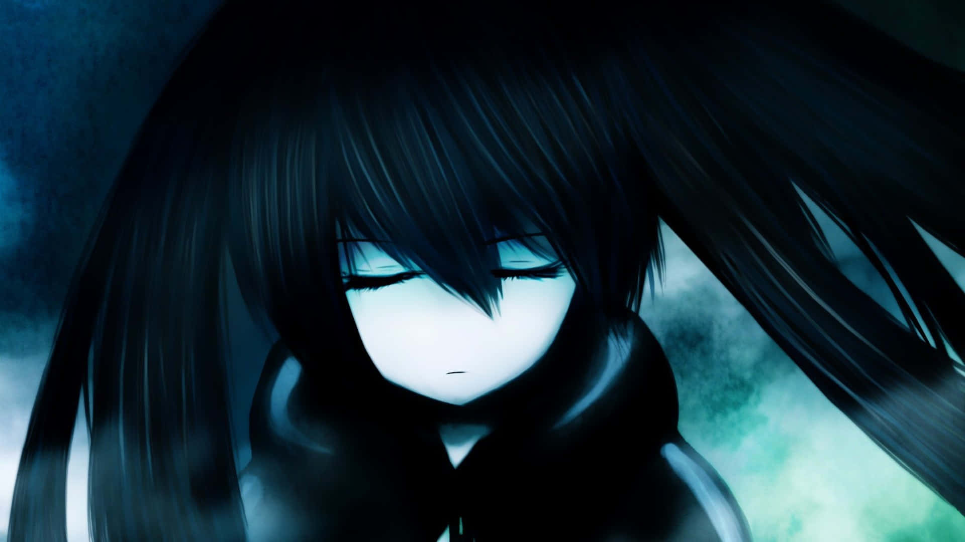 Clean Anime, melancholic anime girl, long black hair, Full HD Desktop Wallpaper