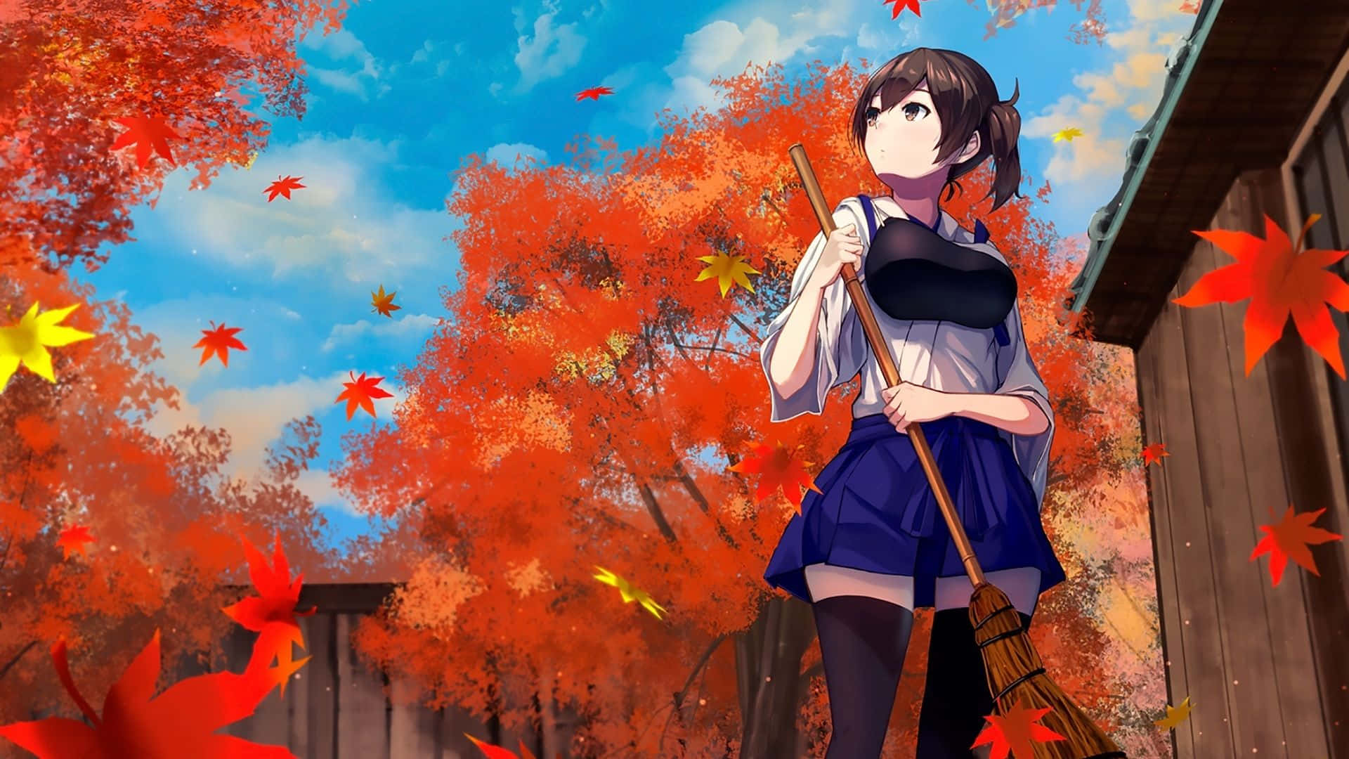 clean anime, anime girl, school uniform, Full HD Desktop Wallpaper