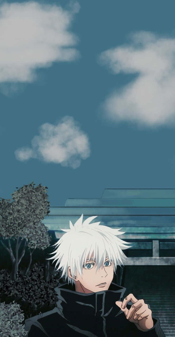 white haired anime character, spiky white hair, blue eyes, HD Phone Wallpaper