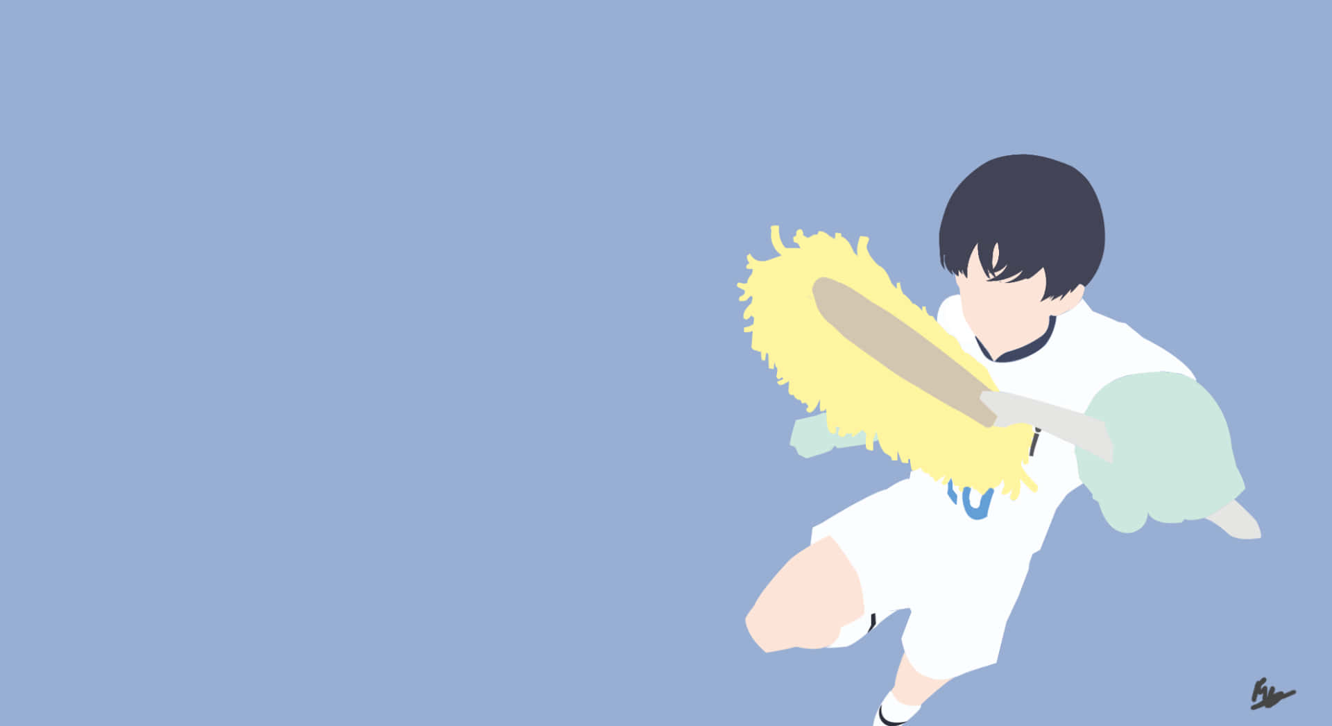 Pure Glowing Anime, minimalist anime-style boy, white uniform, Full HD Desktop Wallpaper