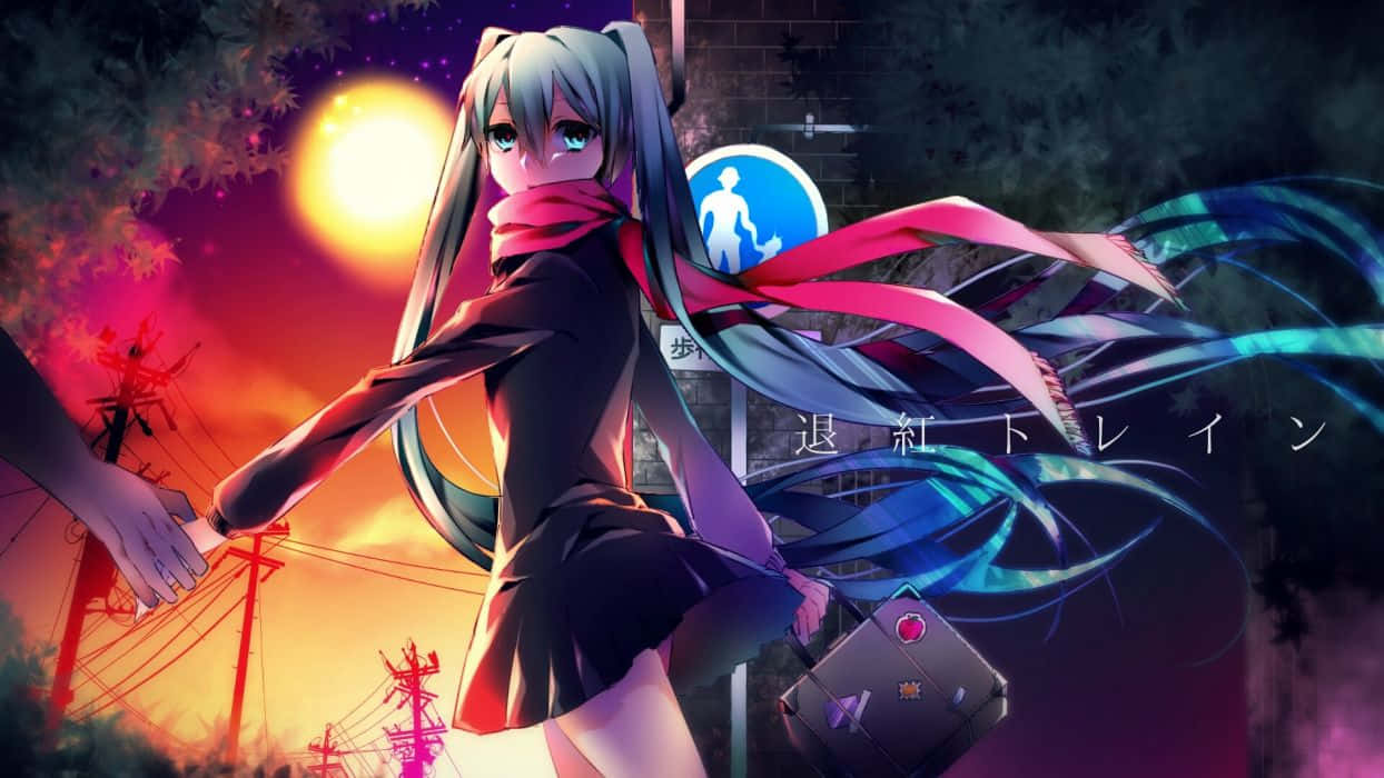 Clean Anime, anime girl, long blue hair, SD Desktop Wallpaper