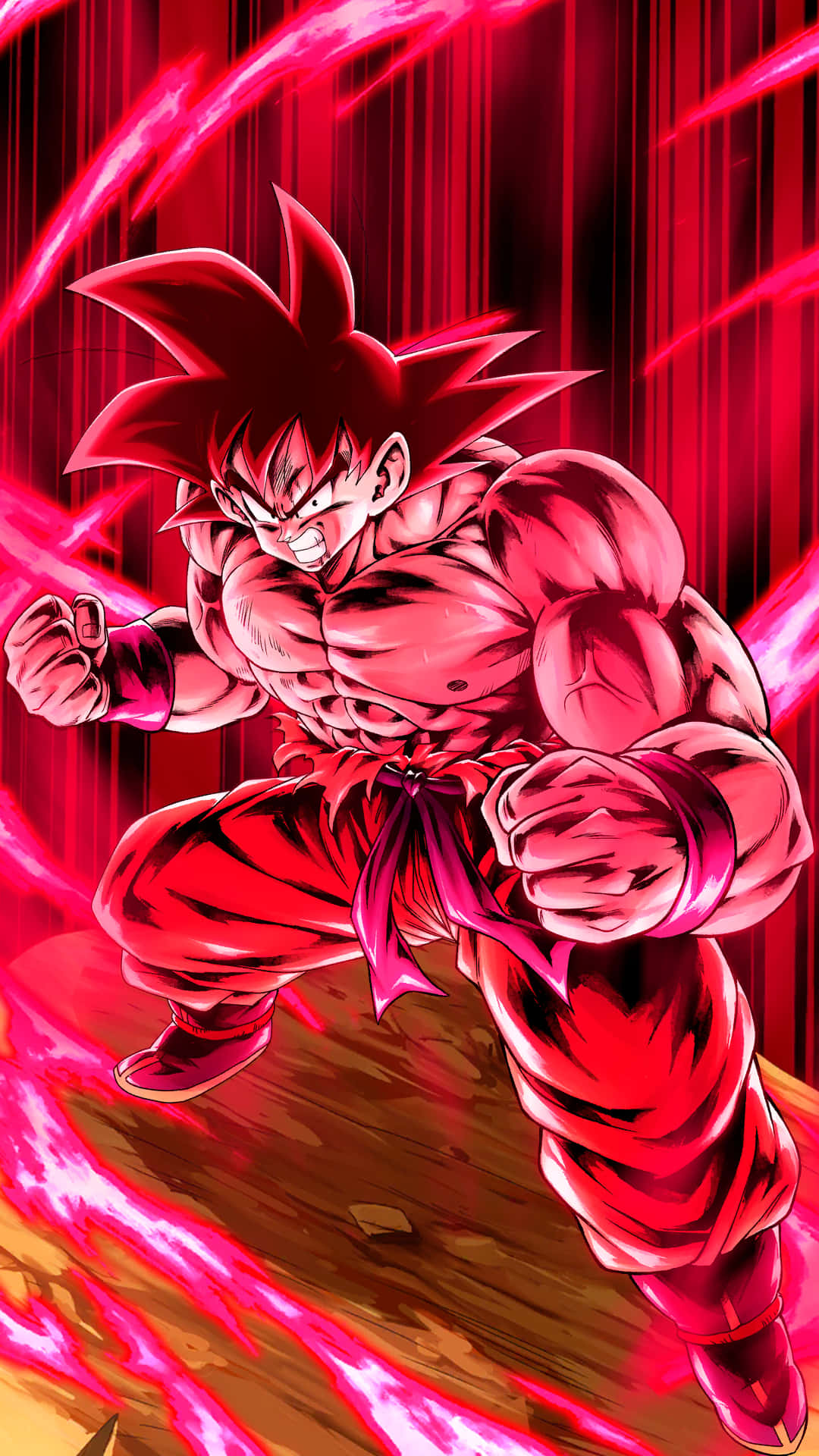 anime warrior, red aura, red energy background, Full HD Phone Wallpaper