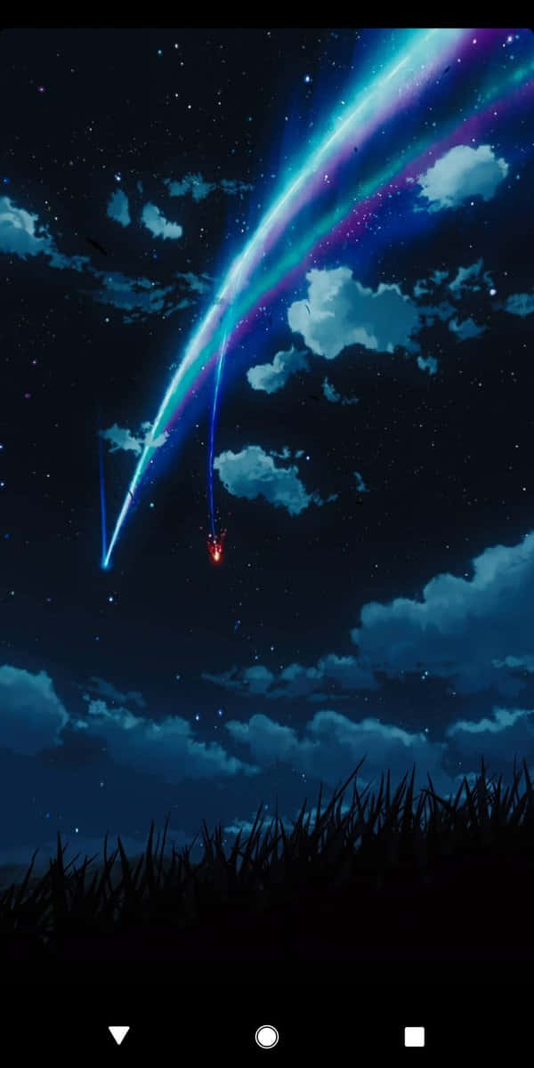 anime girl, pink dress, starry night sky, SD Phone Wallpaper