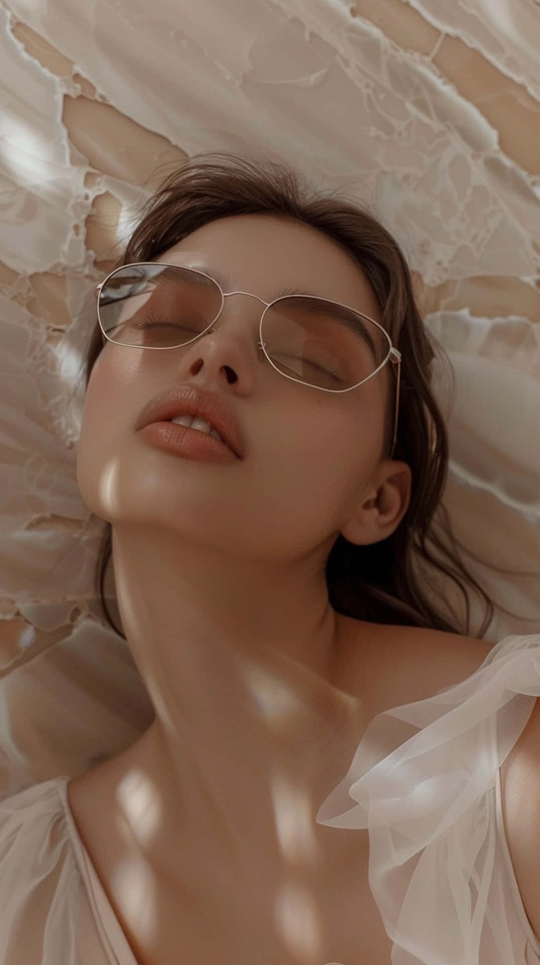 Clean Girl Aesthetic, serene beauty, thin-framed glasses, Full HD Phone Wallpaper