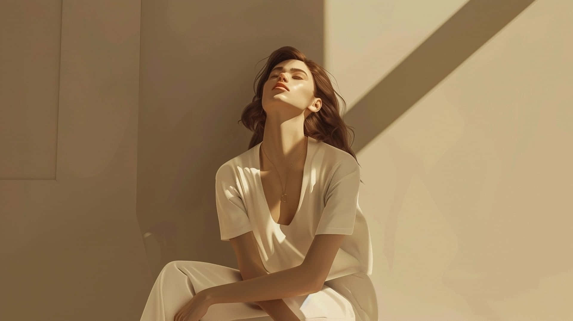 Clean Girl Aesthetic, sunlit beauty, white, Full HD Desktop Wallpaper