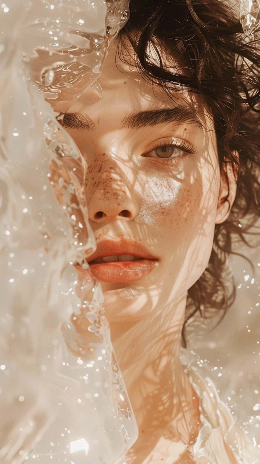 Clean Girl Aesthetic, water portrait, freckles, Full HD Phone Wallpaper