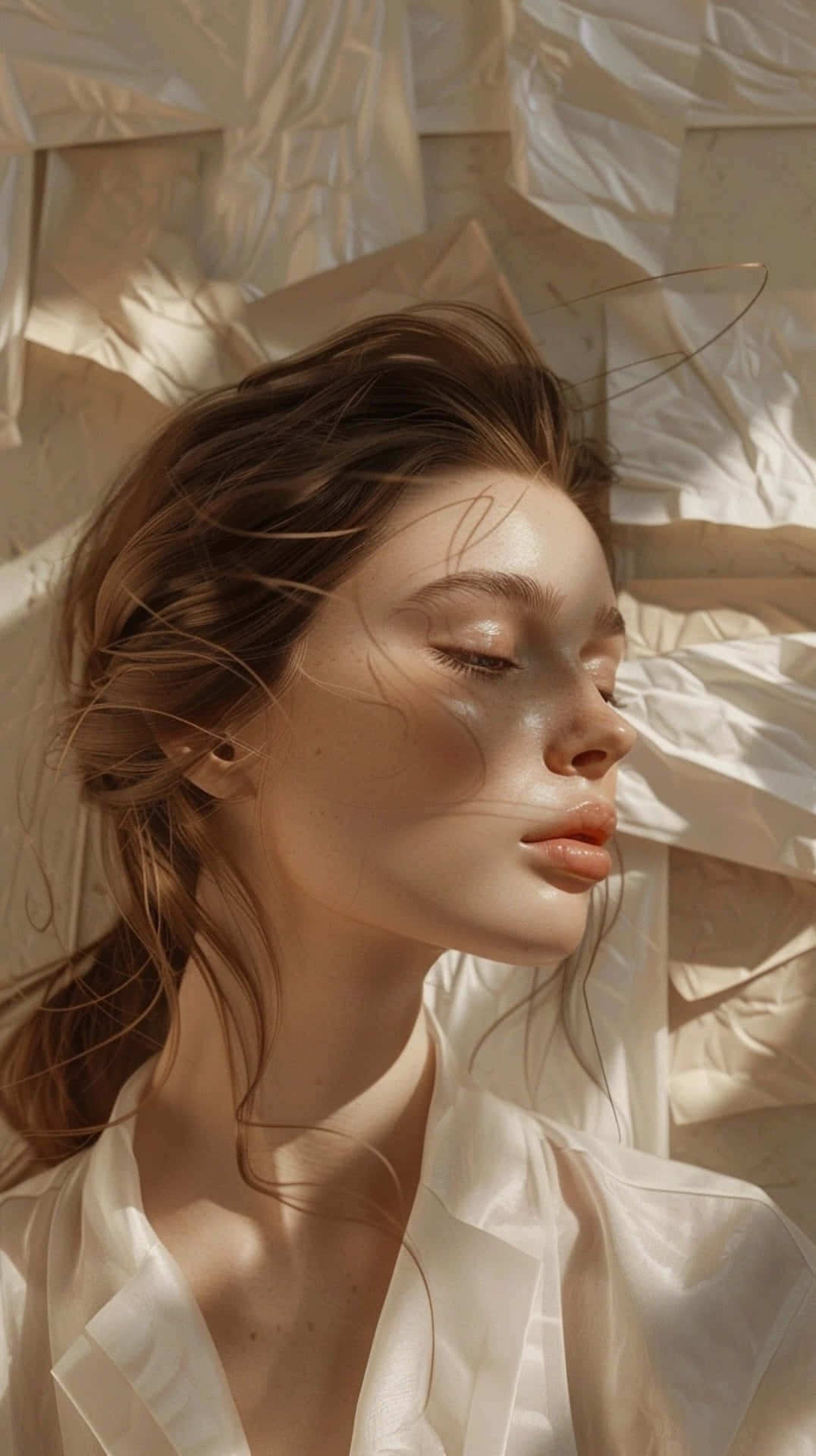 Clean Girl Aesthetic, serene woman, closed eyes, Full HD Phone Wallpaper