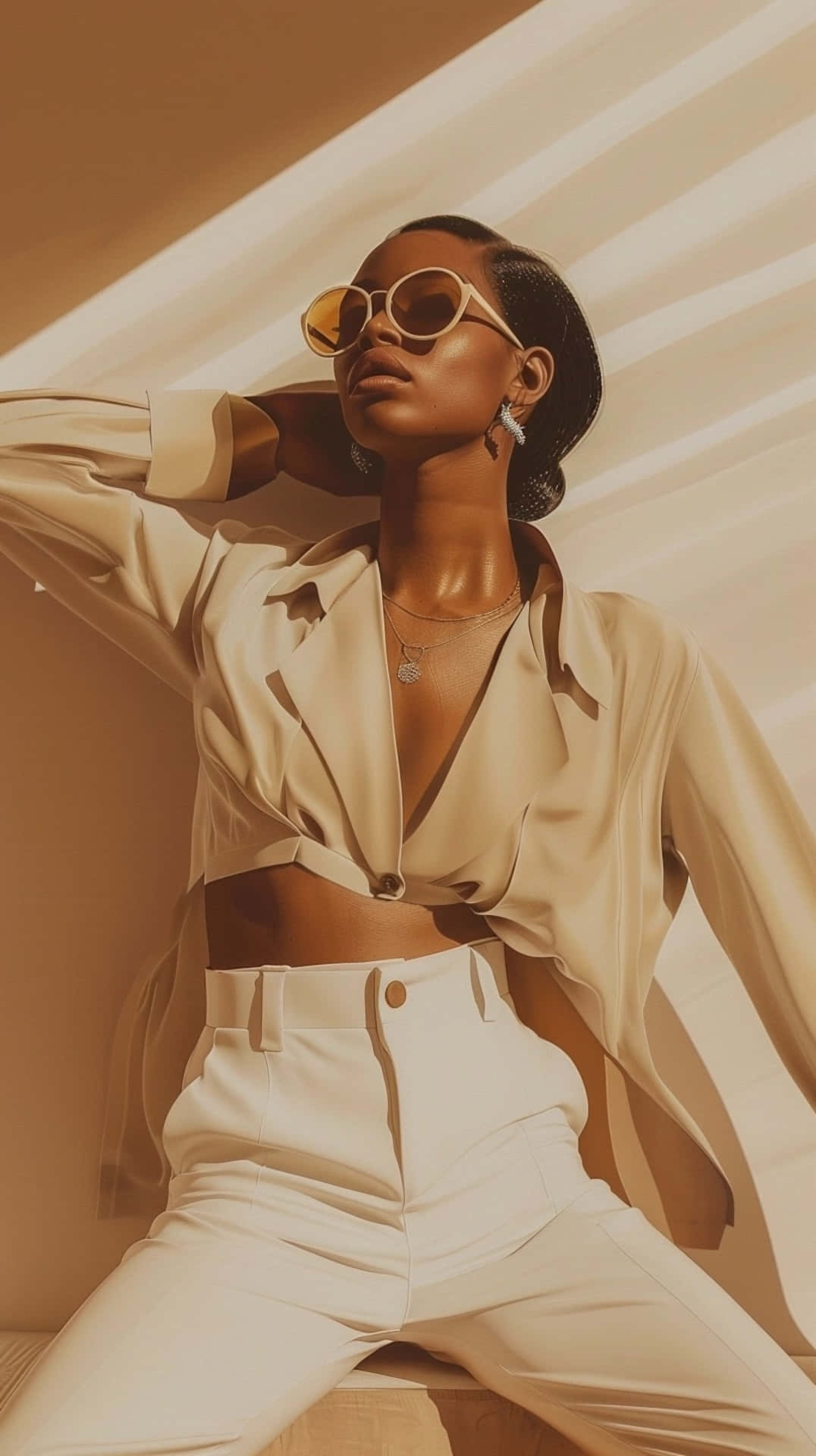 Clean Girl Aesthetic, beige sunglasses, white outfit, Full HD Phone Wallpaper