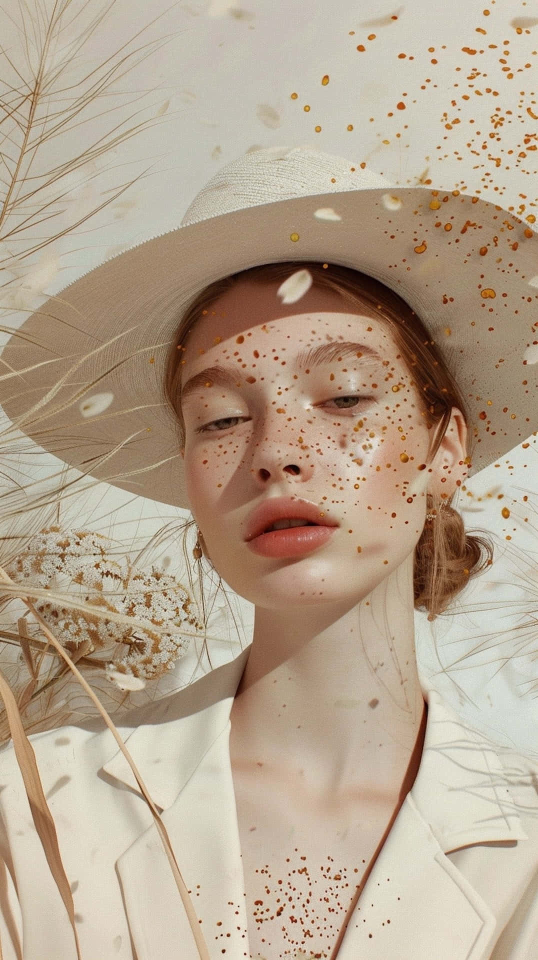 Clean Girl Aesthetic, sunlit portrait, wide-brimmed hat, Full HD Phone Wallpaper