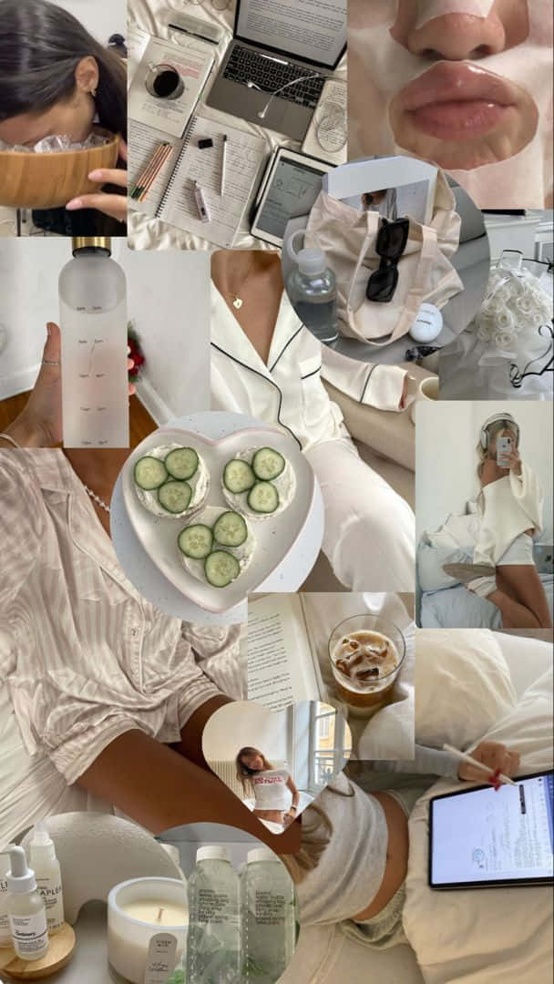 clean girl aesthetic, cucumber slices face masks, steam baths, SD Phone Wallpaper