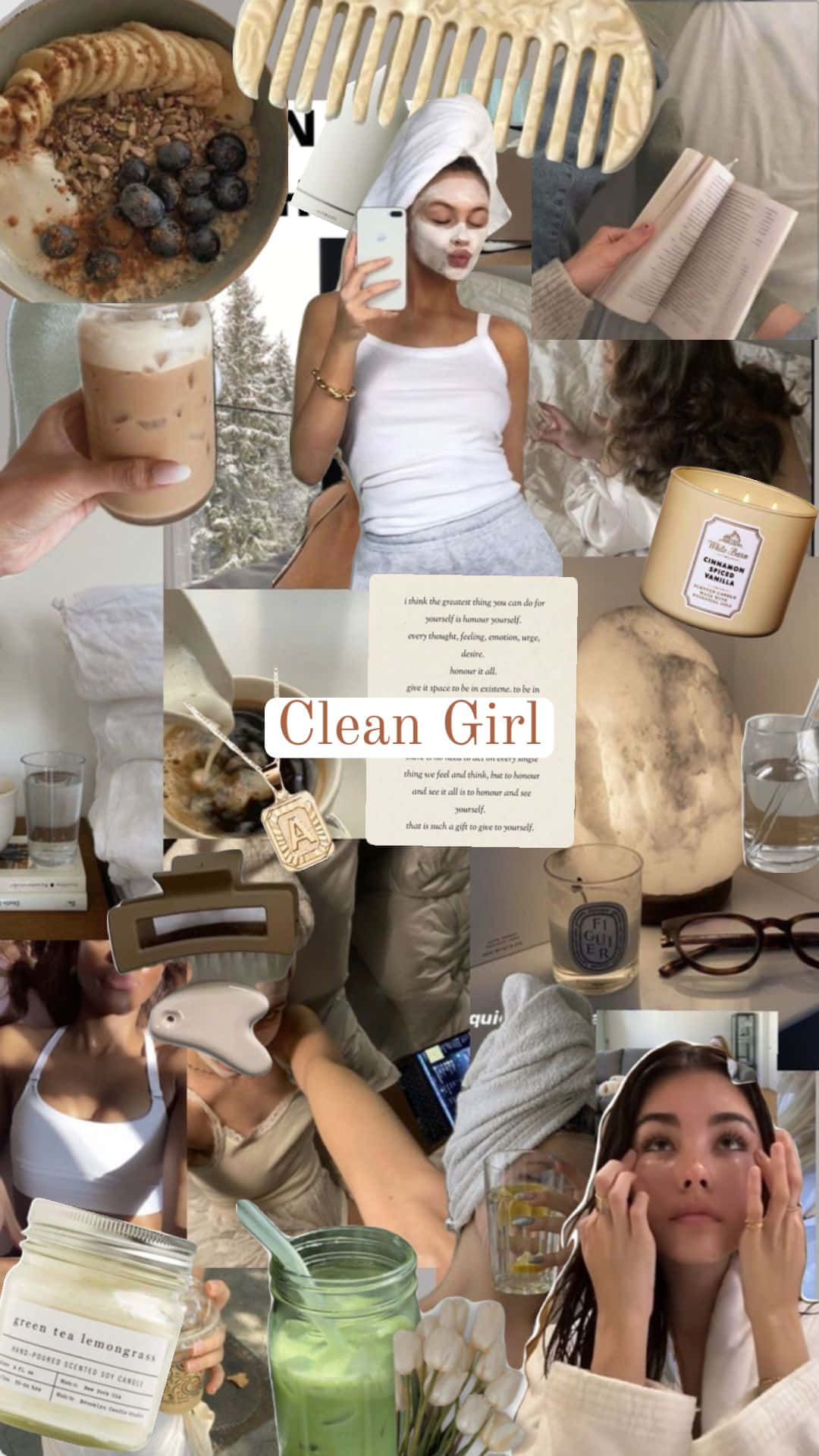 Clean Girl Aesthetic, face masks, smoothies, Full HD Phone Wallpaper