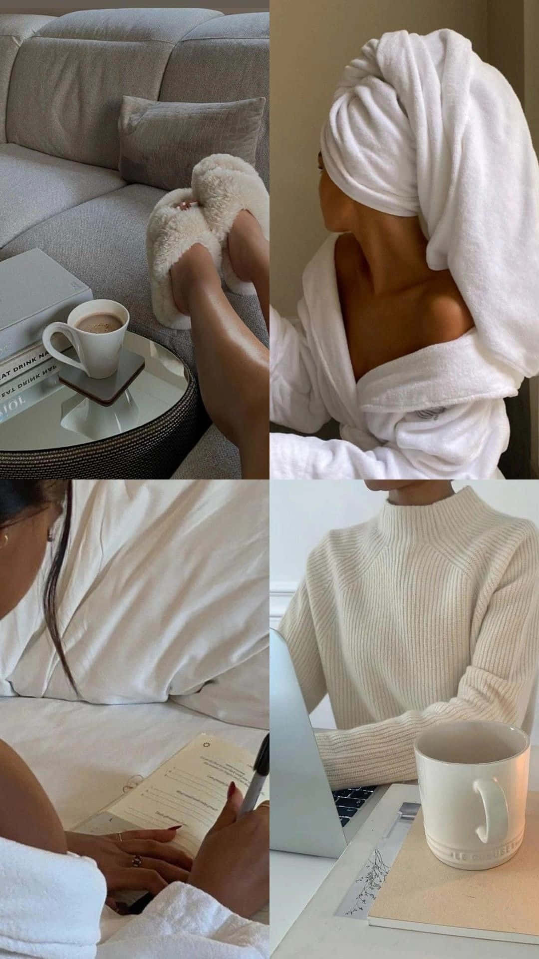 Clean Girl Aesthetic, robe, towel on head, Full HD Phone Wallpaper