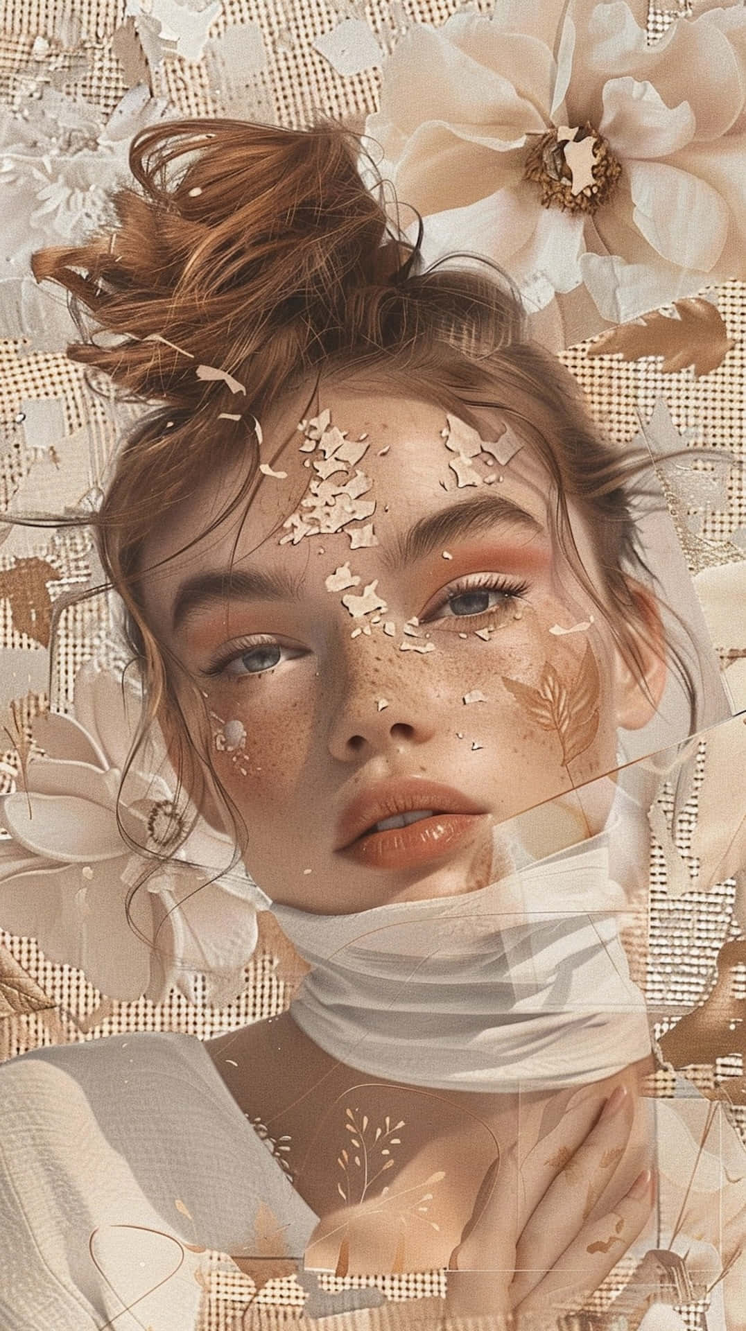 floral fantasy, clean girl aesthetic, white face mask, Full HD Phone Wallpaper