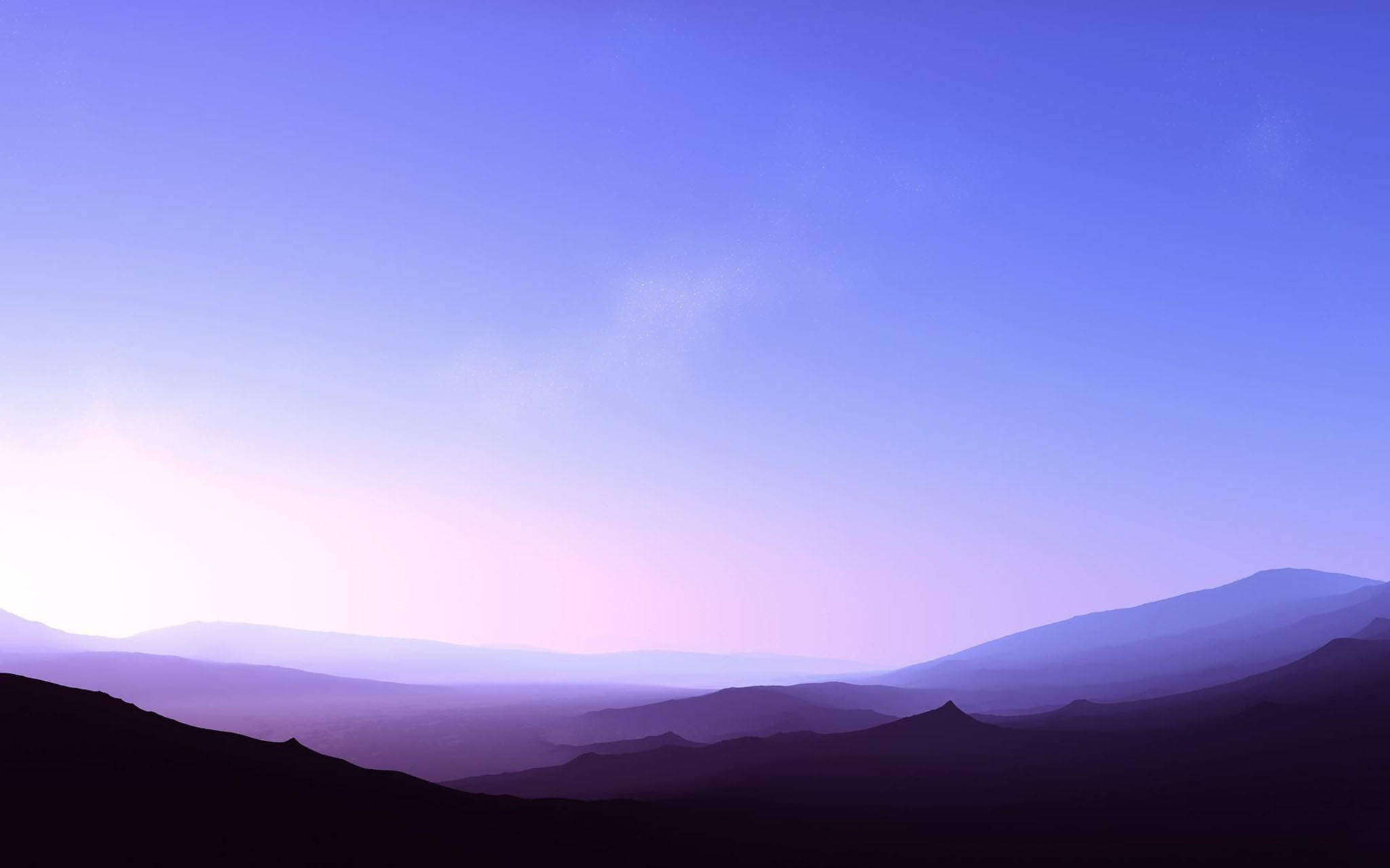 Clear Sky, purple sunset, silhouetted mountain ranges, Full HD Desktop Wallpaper