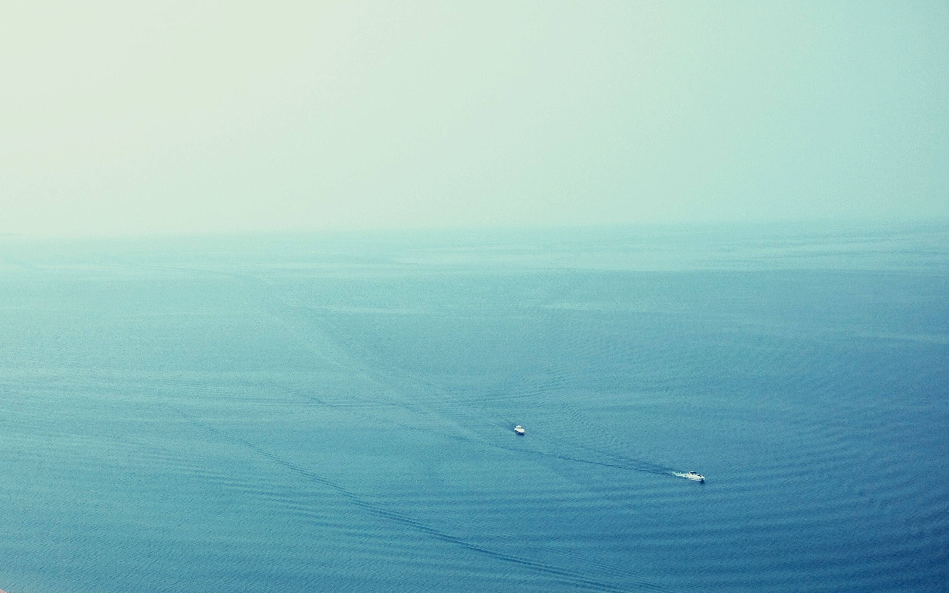 Summer Sea Clear Sky, calm blue sea, hazy pale sky, 4K Desktop Wallpaper