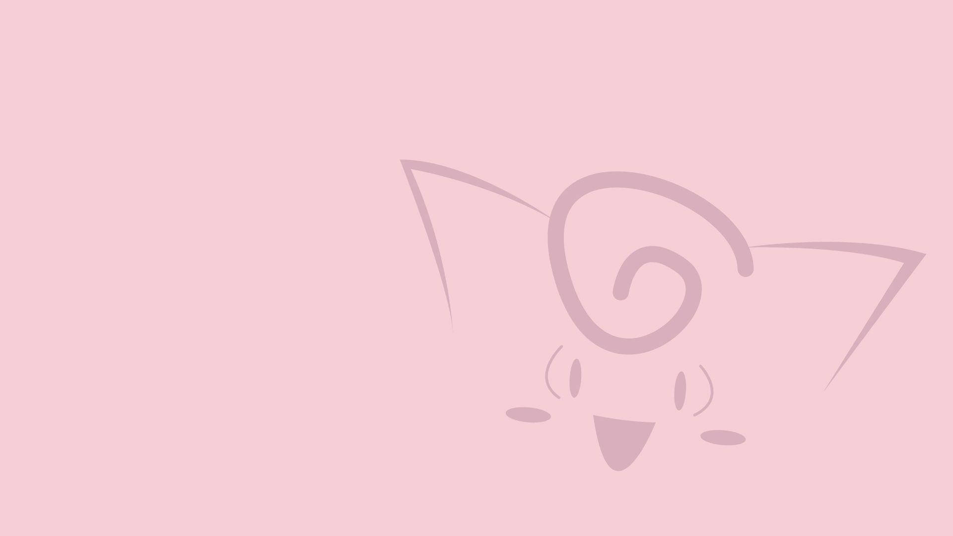 Clefairy, minimalist line drawing, spiral-eared, Full HD Desktop Wallpaper