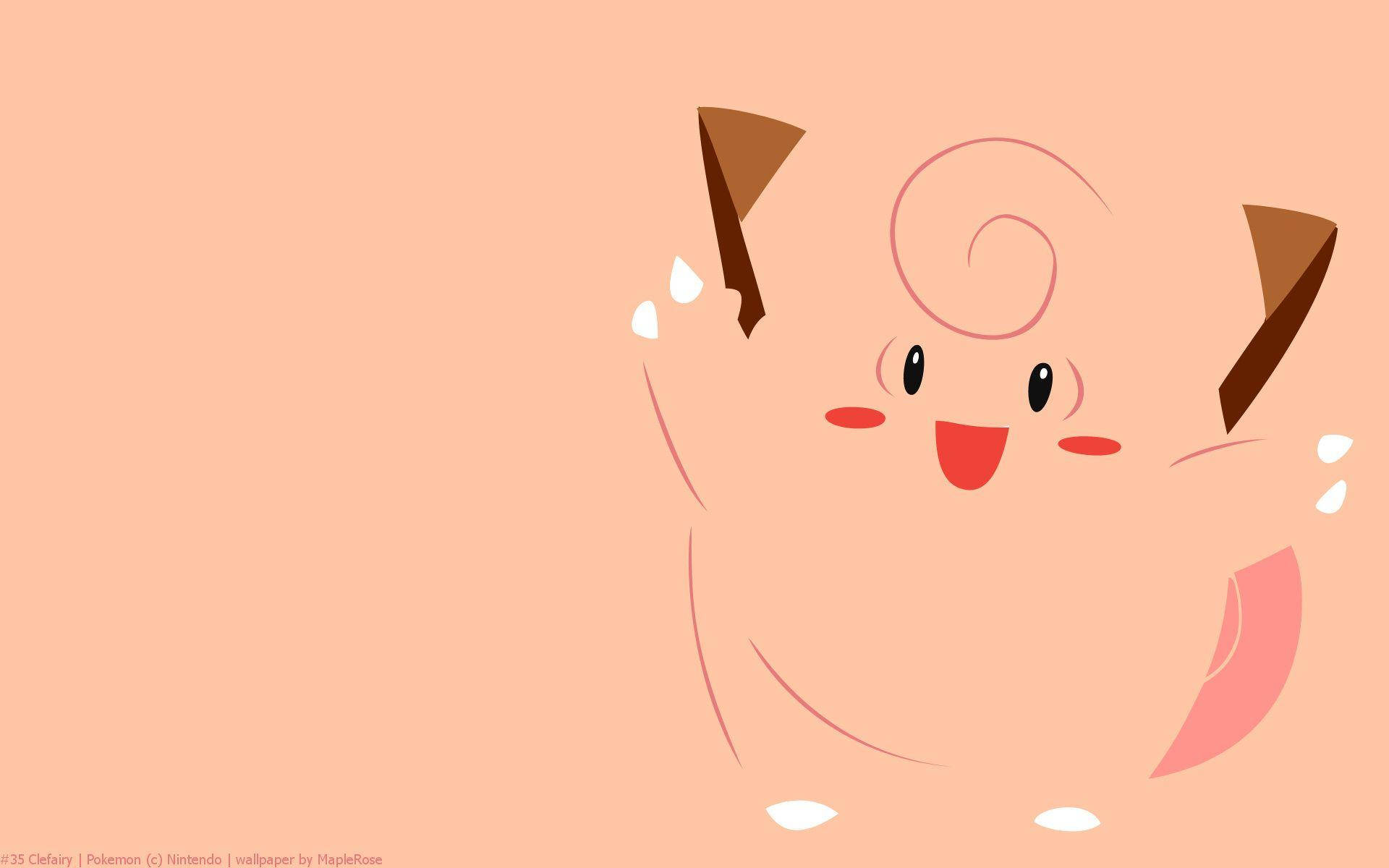 Clefairy, bright pink, brown ears, Full HD Desktop Wallpaper