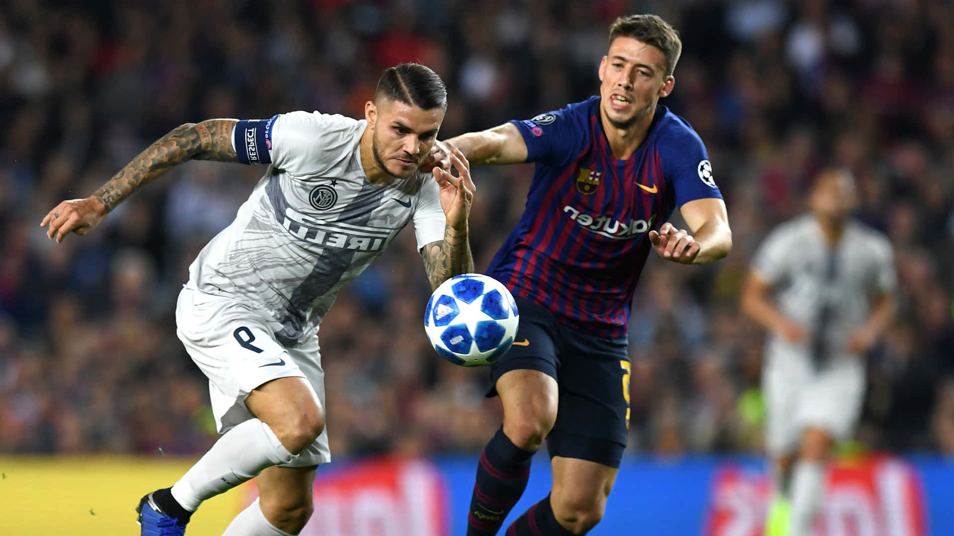 Clément Lenglet, night match, stadium lights, Full HD Desktop Wallpaper