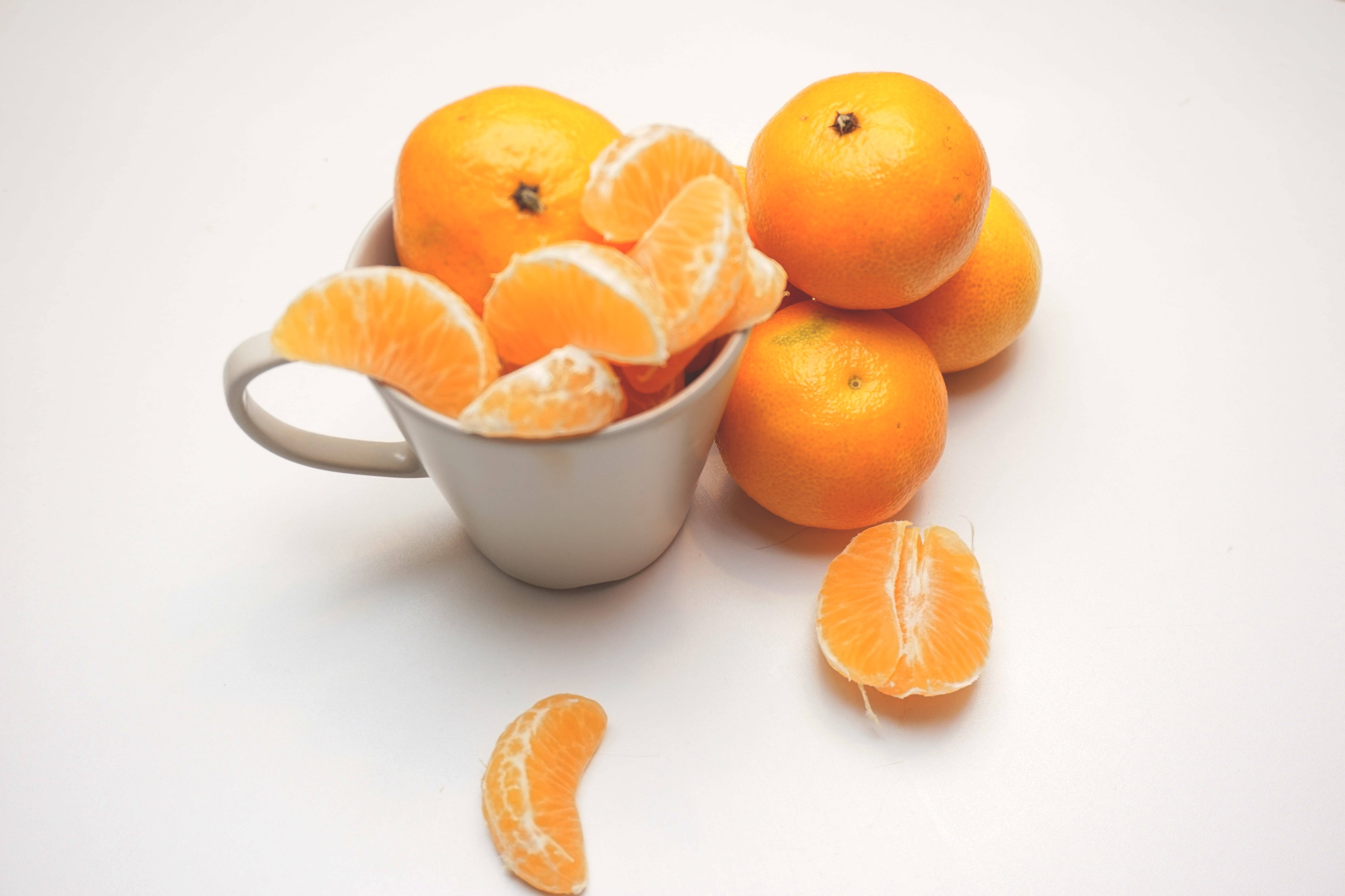 Clementine, tangerines, white mug, 5K Desktop Wallpaper